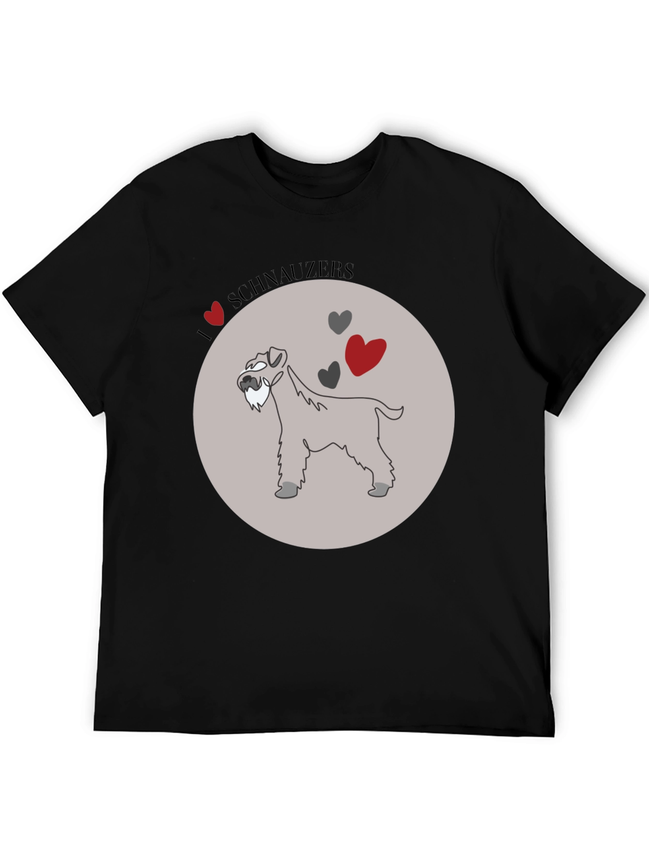 I Love Schnauzers Graphic Tee - Black Cotton Blend
