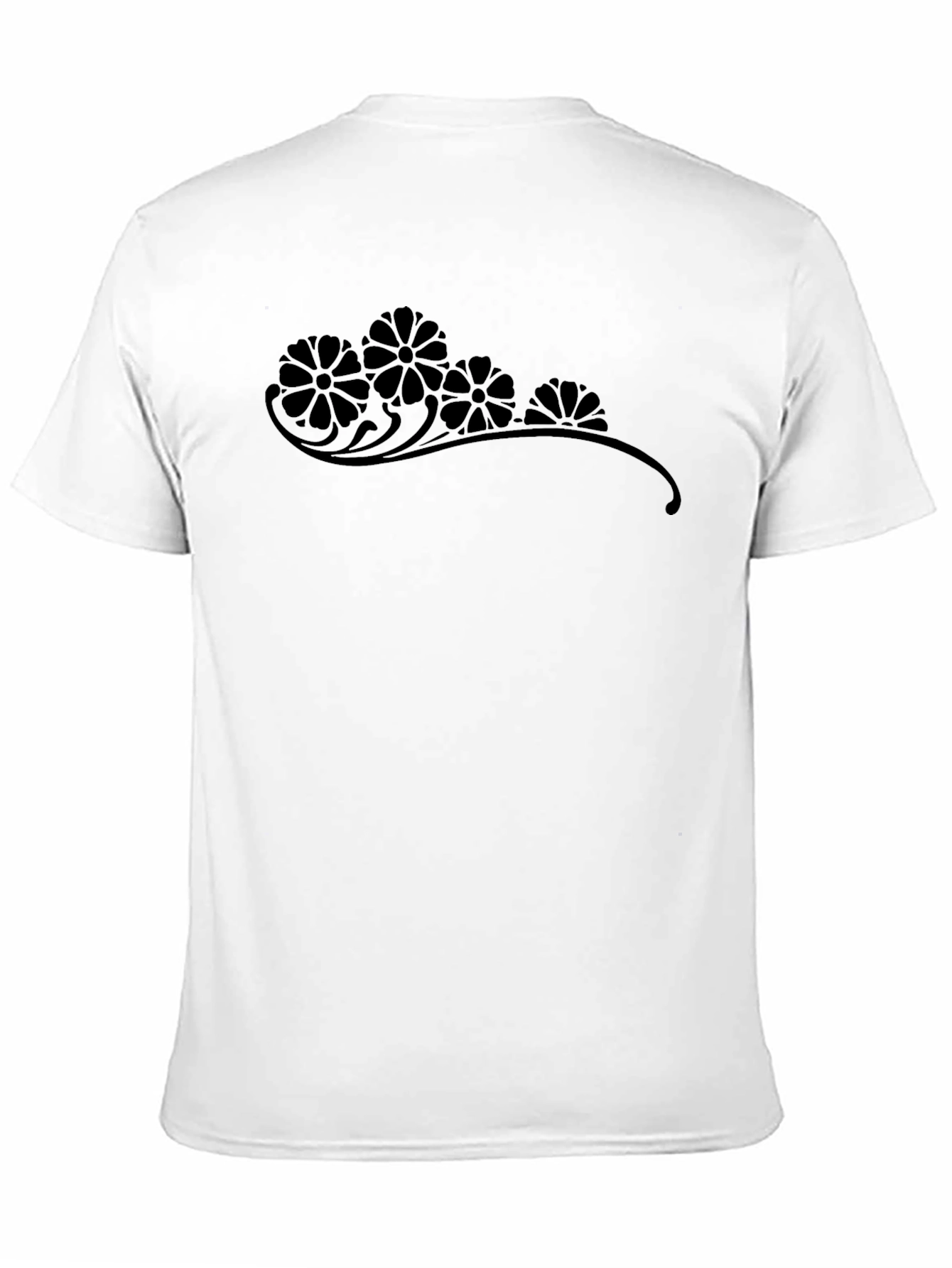Elegant Floral Graphic Print Black T-Shirt