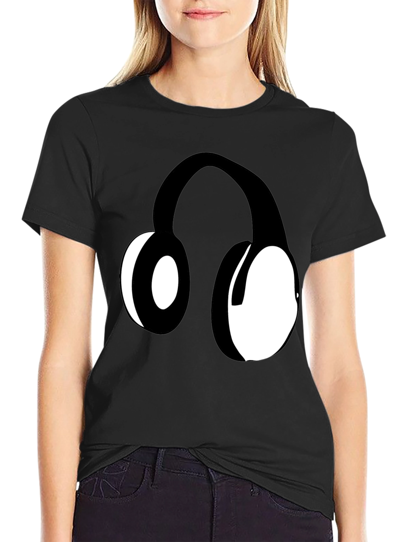Headphones Graphic Black T-Shirt