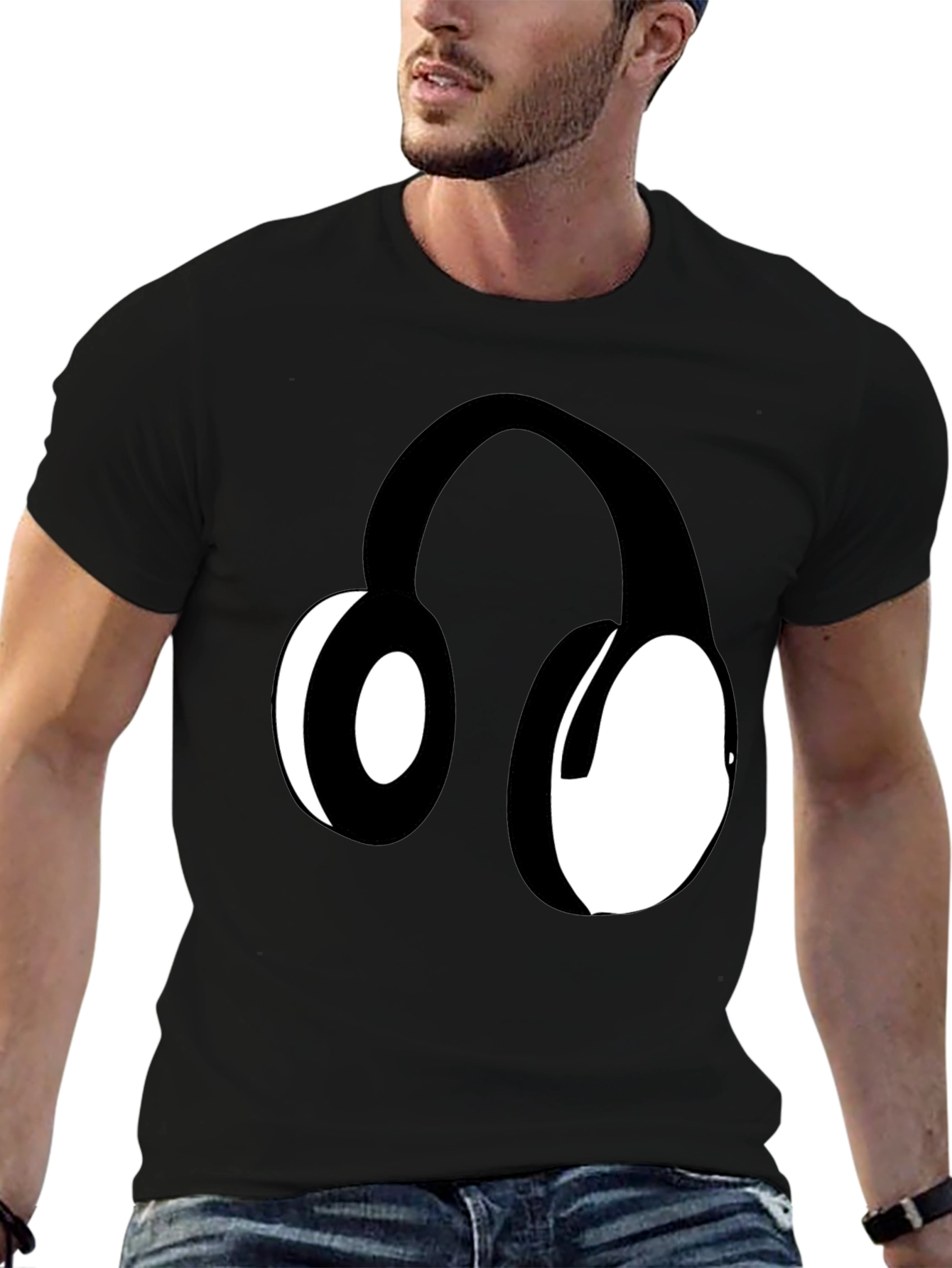Headphones Graphic Black T-Shirt