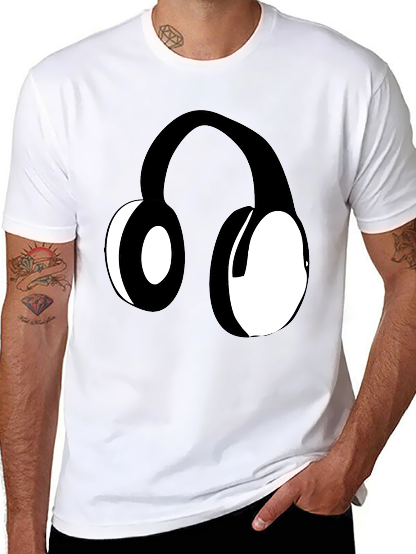 Headphones Graphic Black T-Shirt