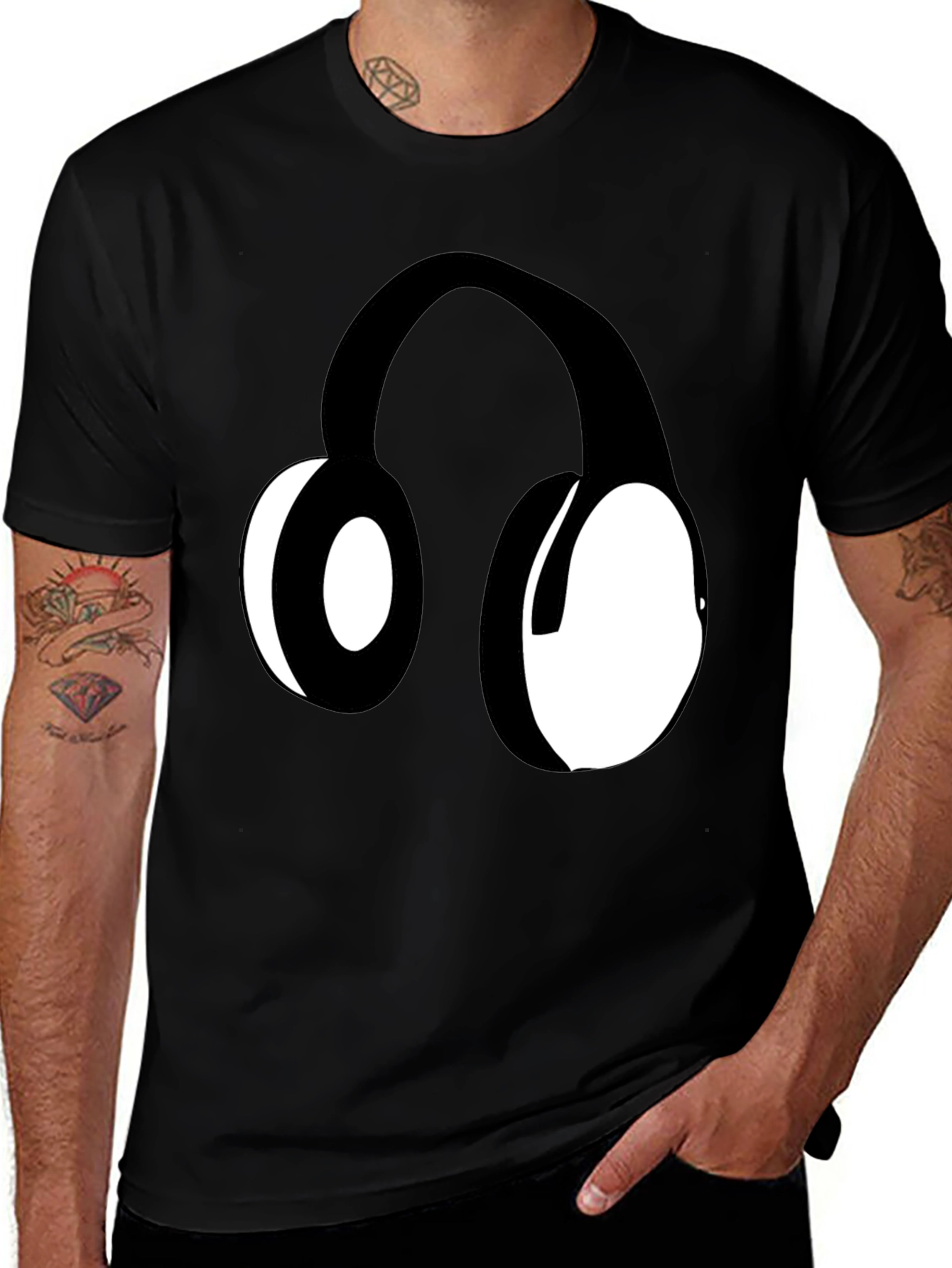 Headphones Graphic Black T-Shirt