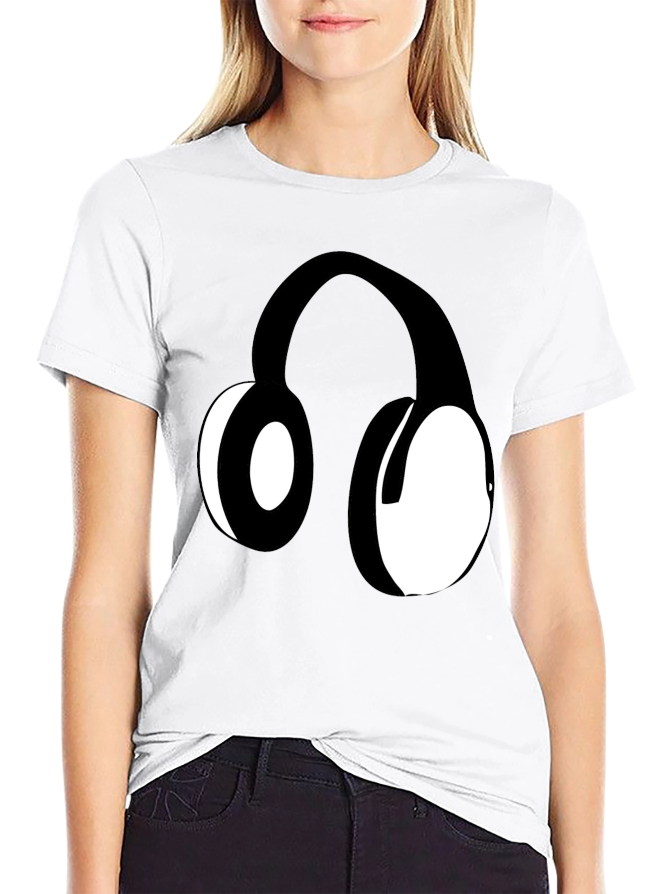 Headphones Graphic Black T-Shirt