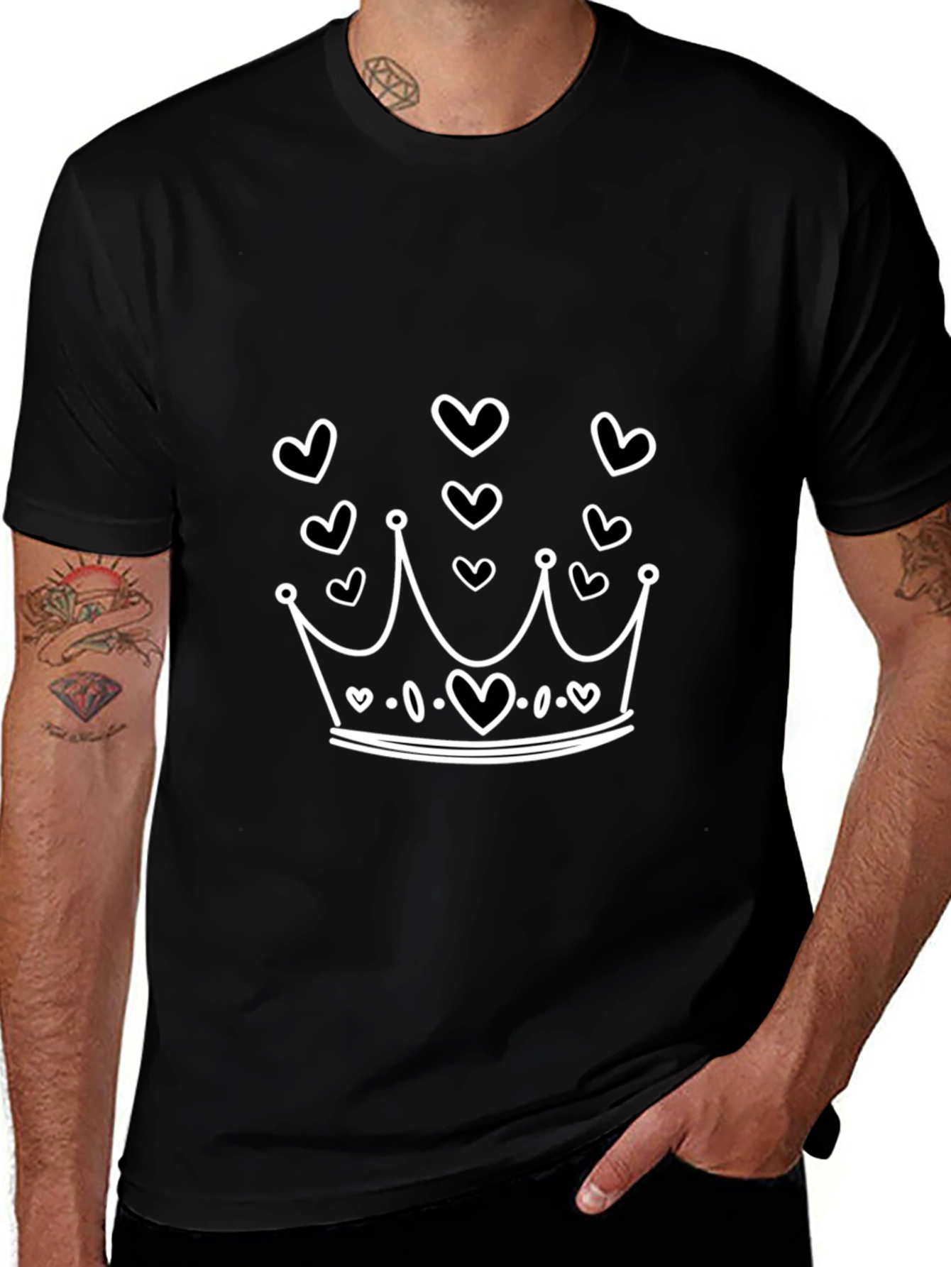 Heart Crown Graphic Tee - Black