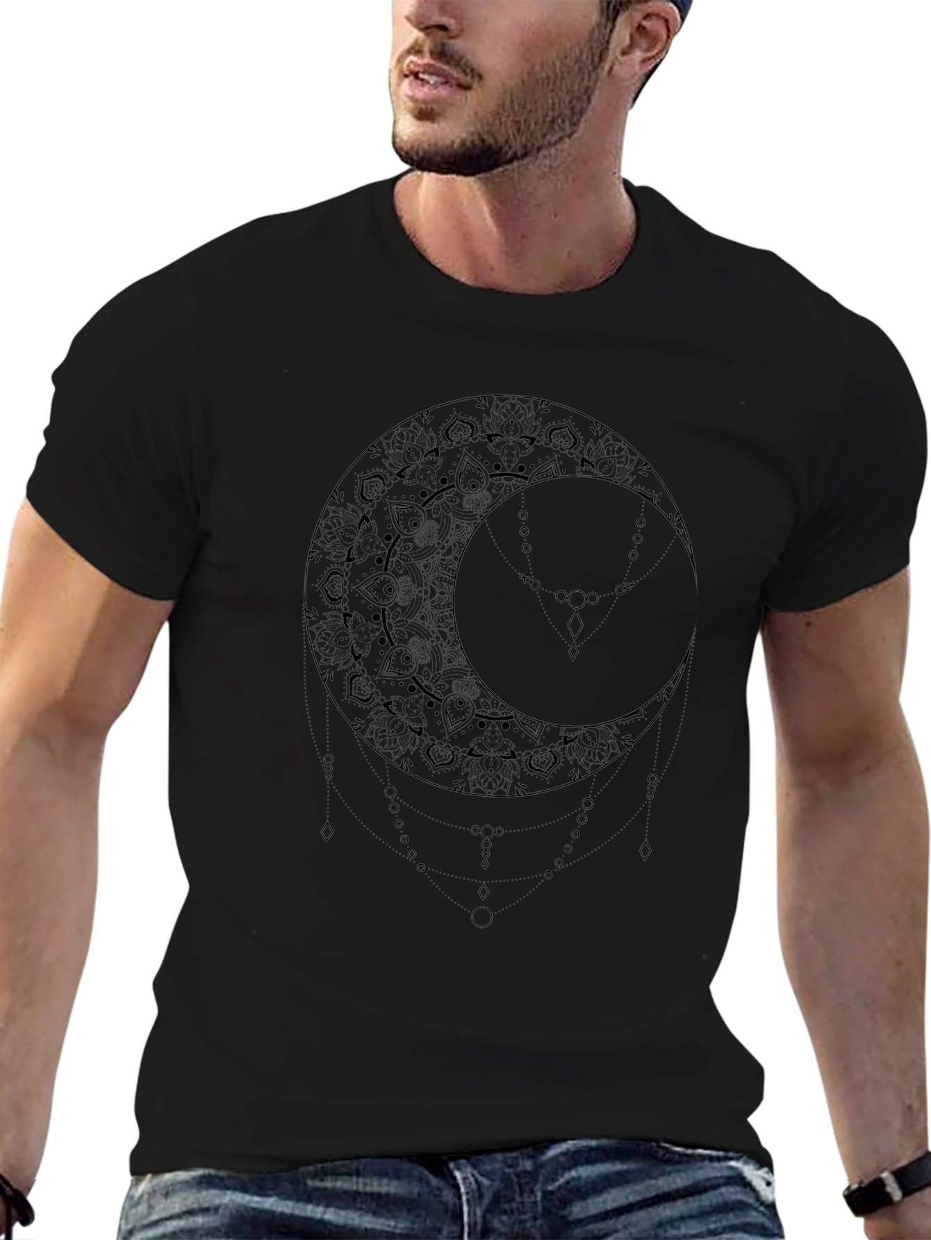 Mystic Moon Graphic T-Shirt - Black Cotton Tee