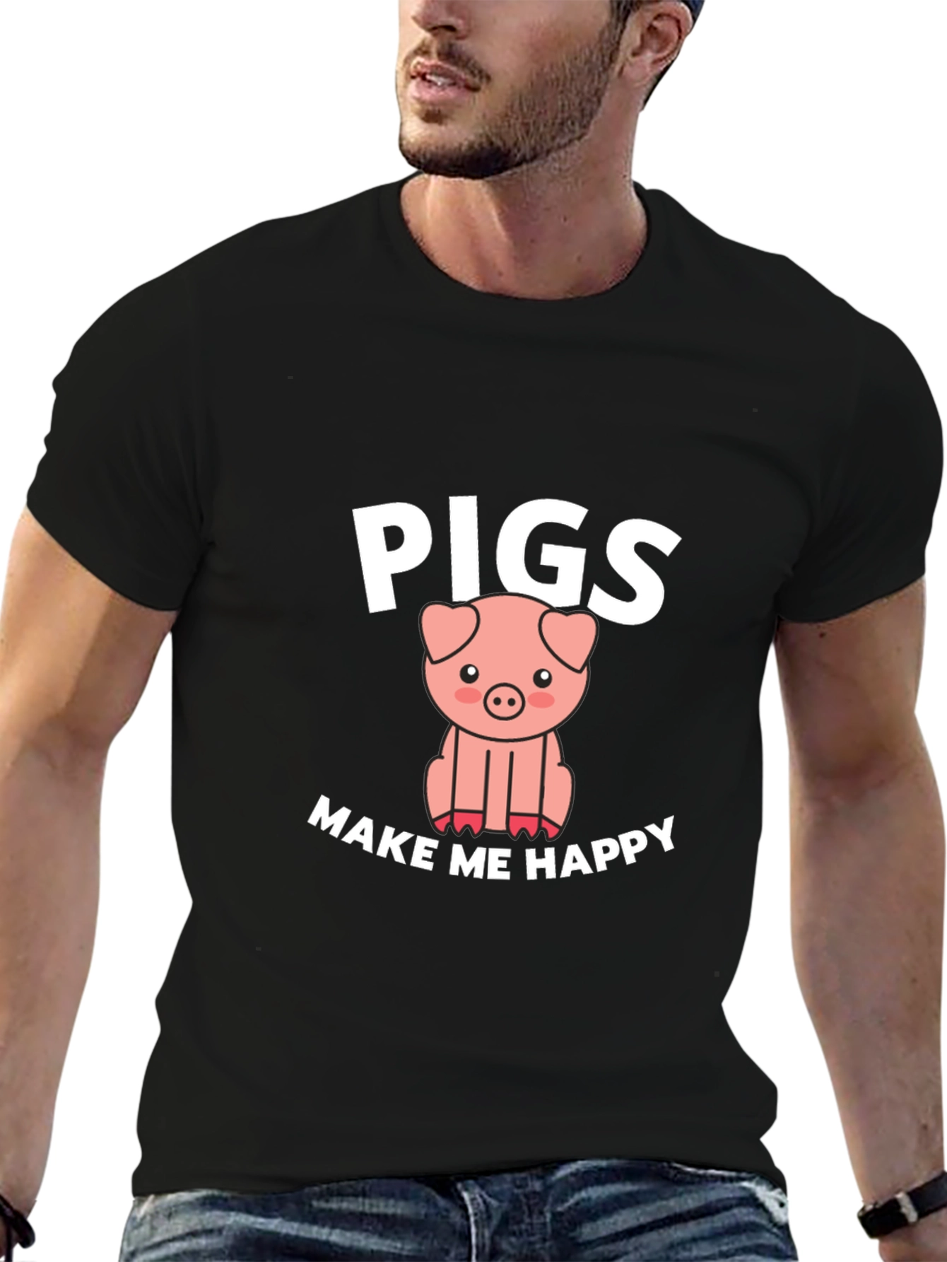 Pigs Make Me Happy Graphic T-Shirt