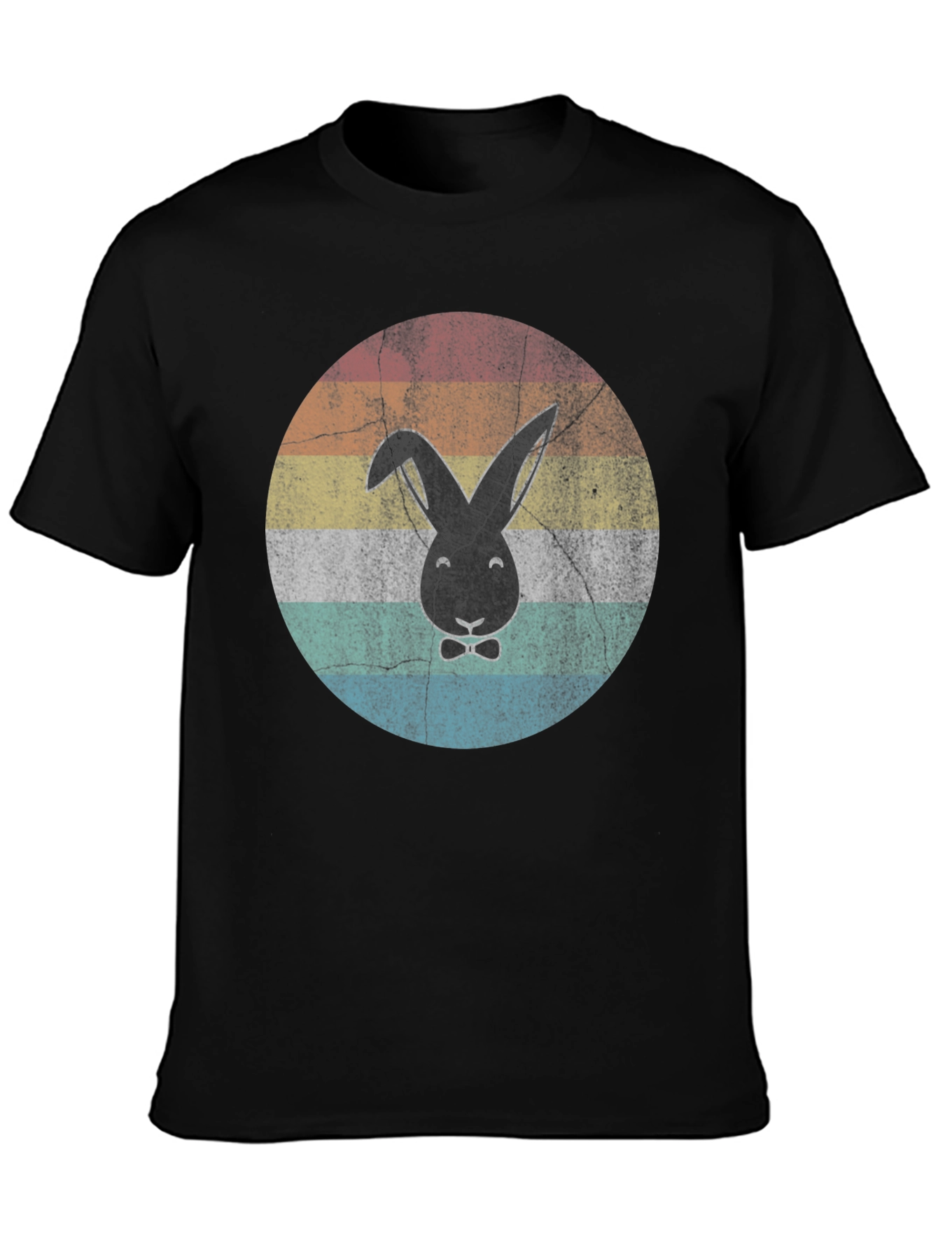Retro Bunny Graphic T-Shirt - Black