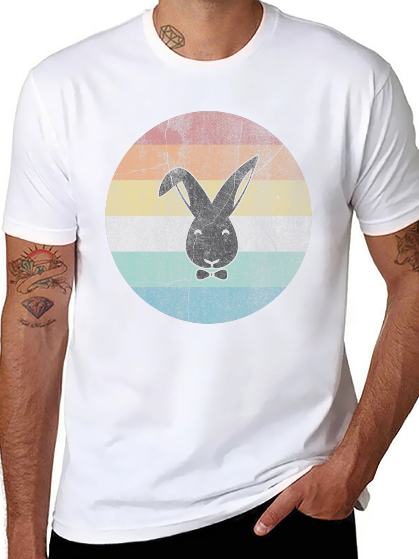Retro Bunny Graphic T-Shirt - Black
