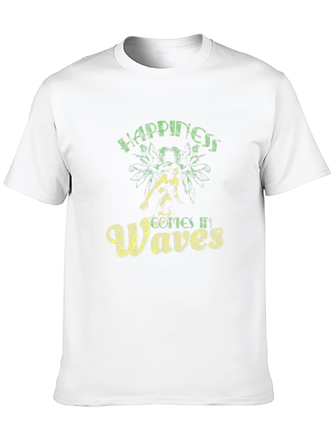 Happiness Comes In Waves Black Graphic Tee