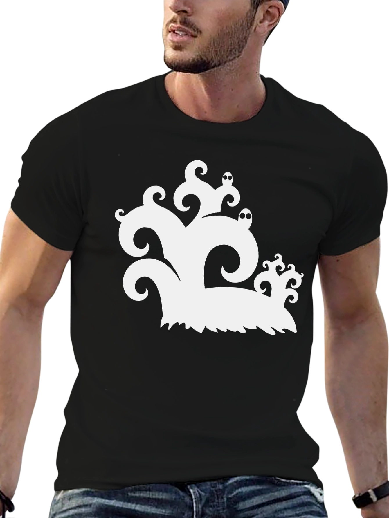 Ghostly Halloween T-Shirt - Black Cotton Tee