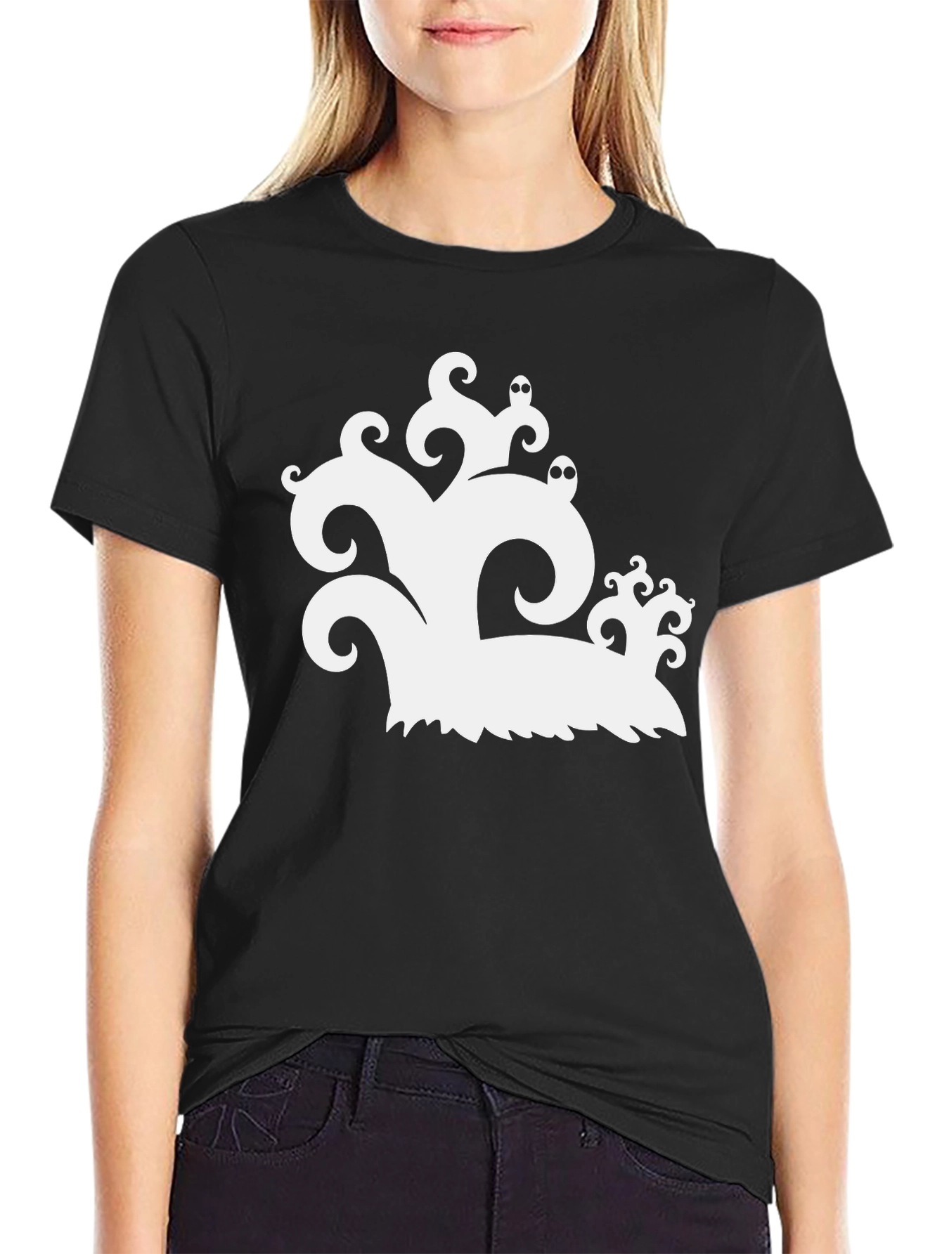 Ghostly Halloween T-Shirt - Black Cotton Tee