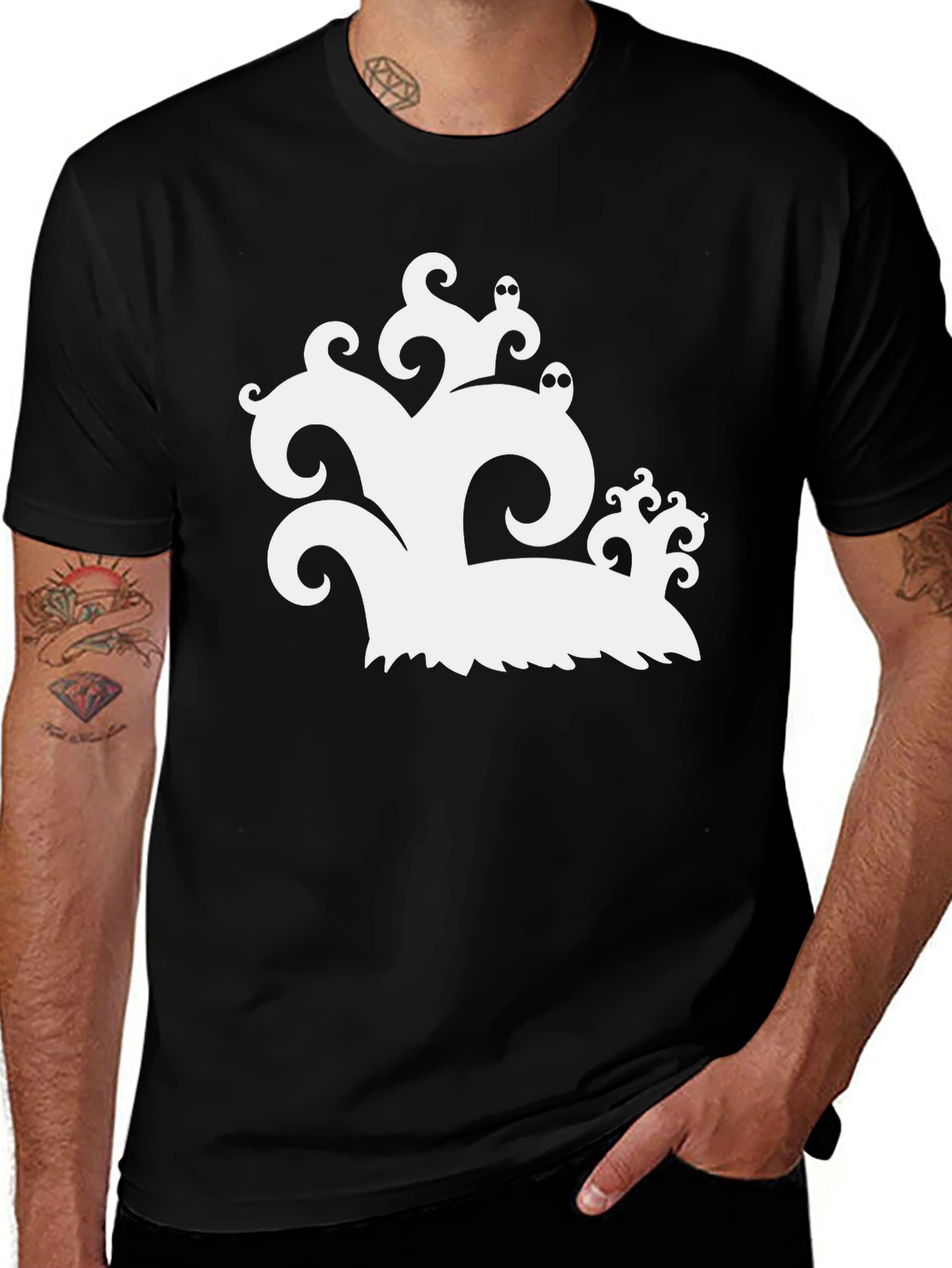 Ghostly Halloween T-Shirt - Black Cotton Tee