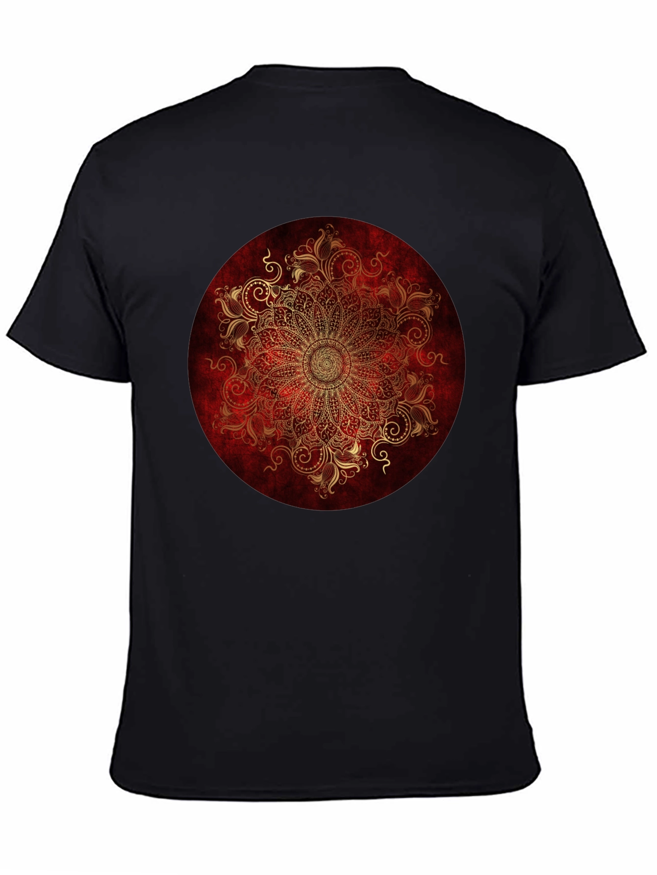 Ornate Mandala Graphic Tee - Red & Gold