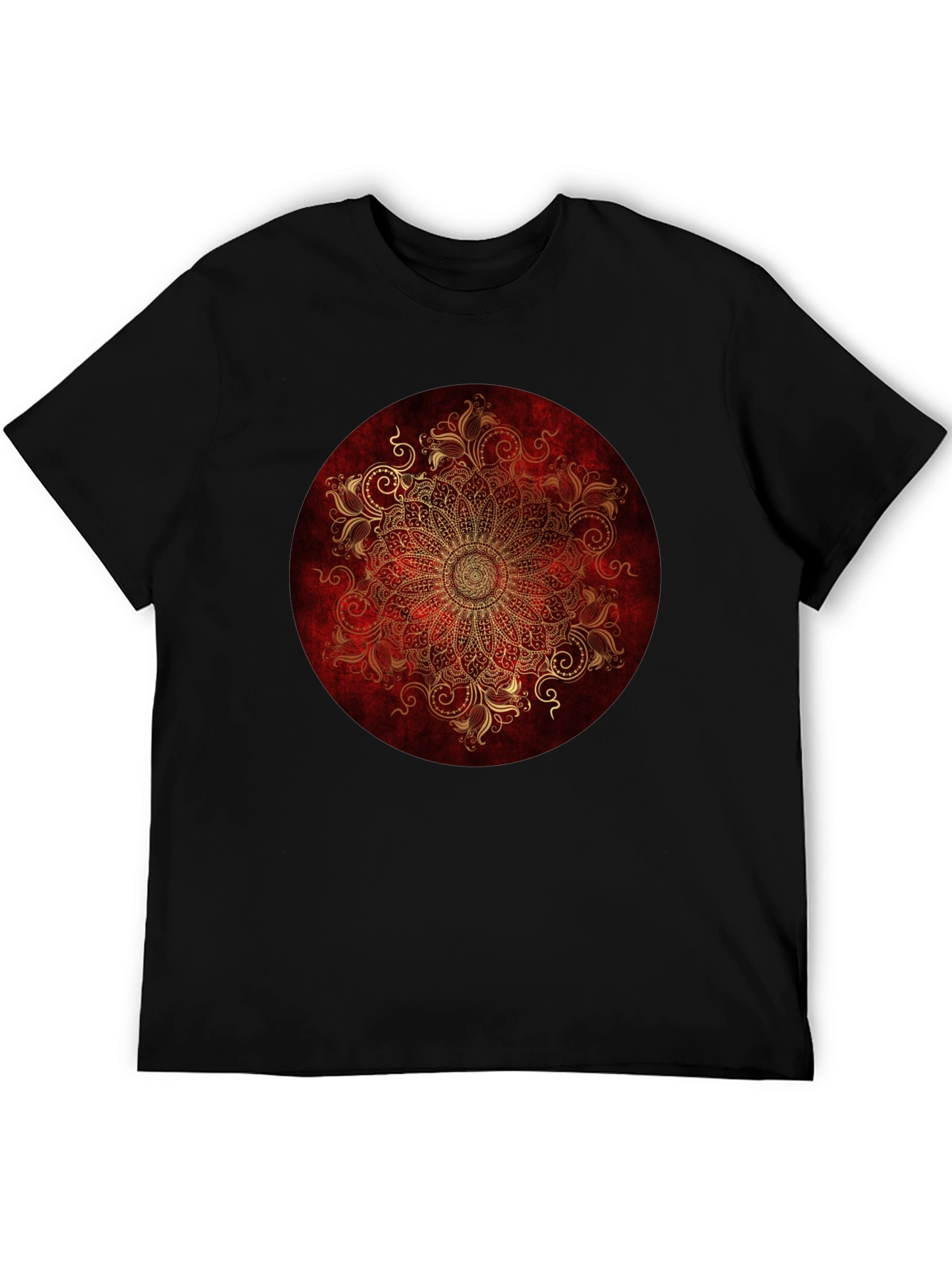 Ornate Mandala Graphic Tee - Red & Gold