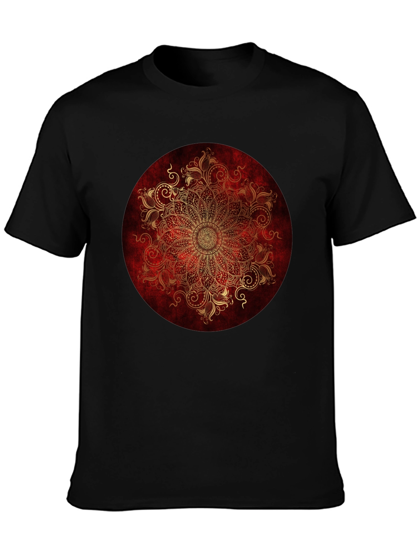 Ornate Mandala Graphic Tee - Red & Gold