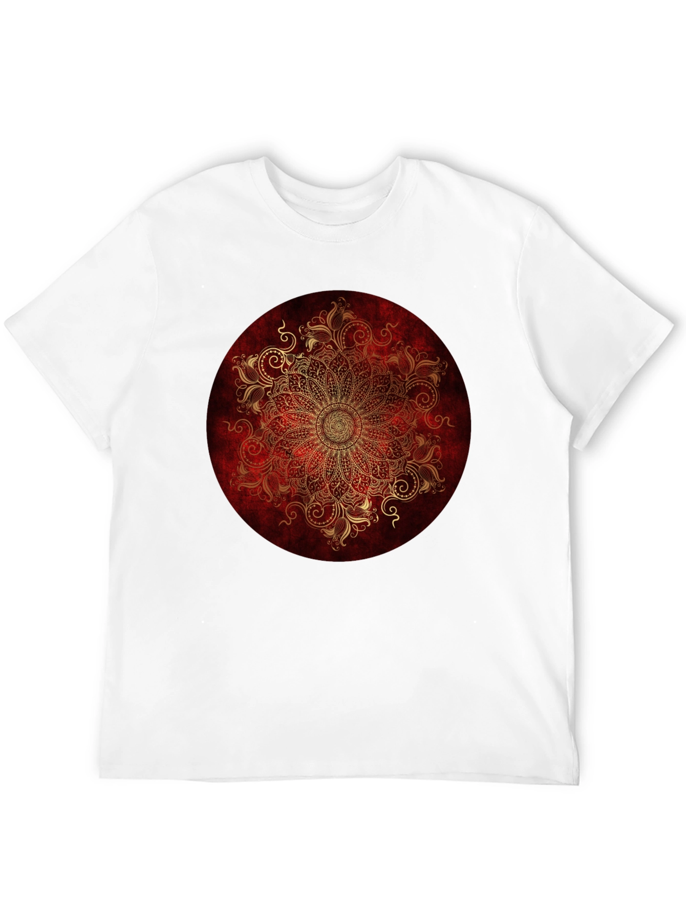 Ornate Mandala Graphic Tee - Red & Gold
