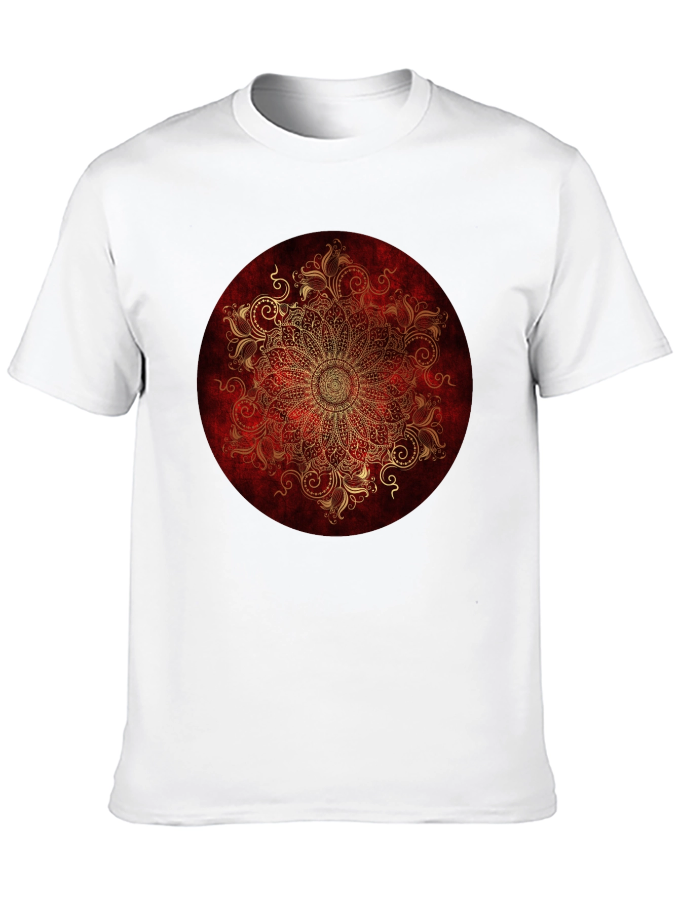 Ornate Mandala Graphic Tee - Red & Gold
