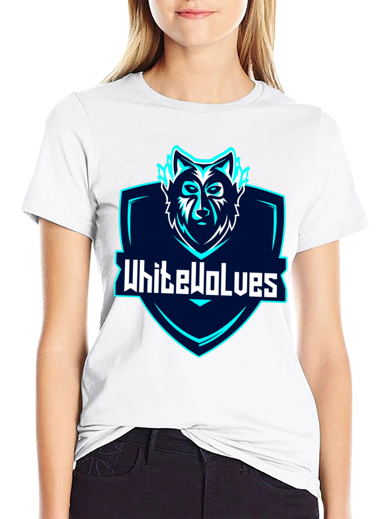 White Wolves Graphic Tee - Black Crew Neck