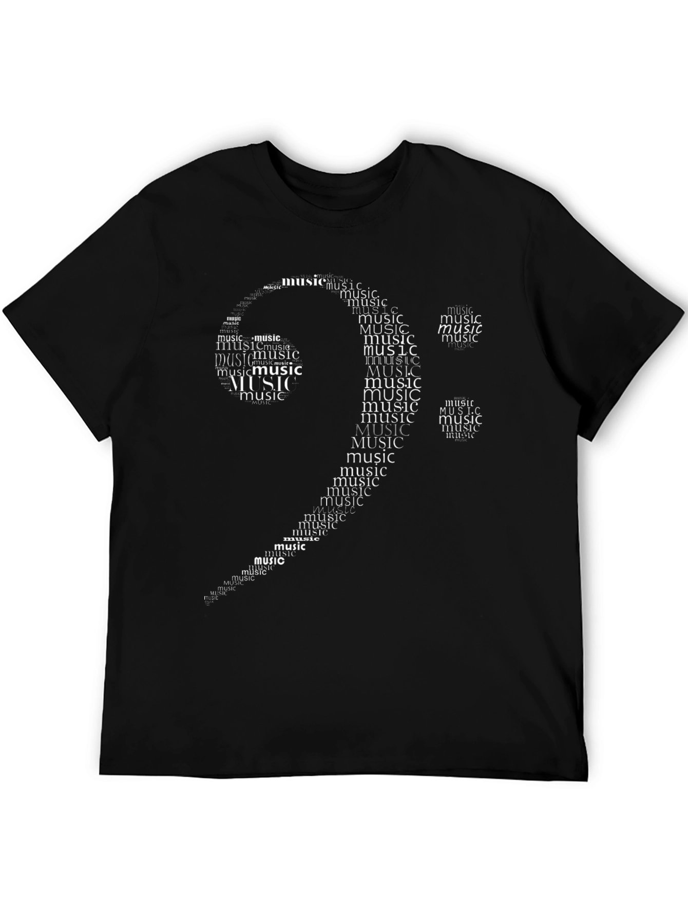 Music Clef Word Art Black T-Shirt