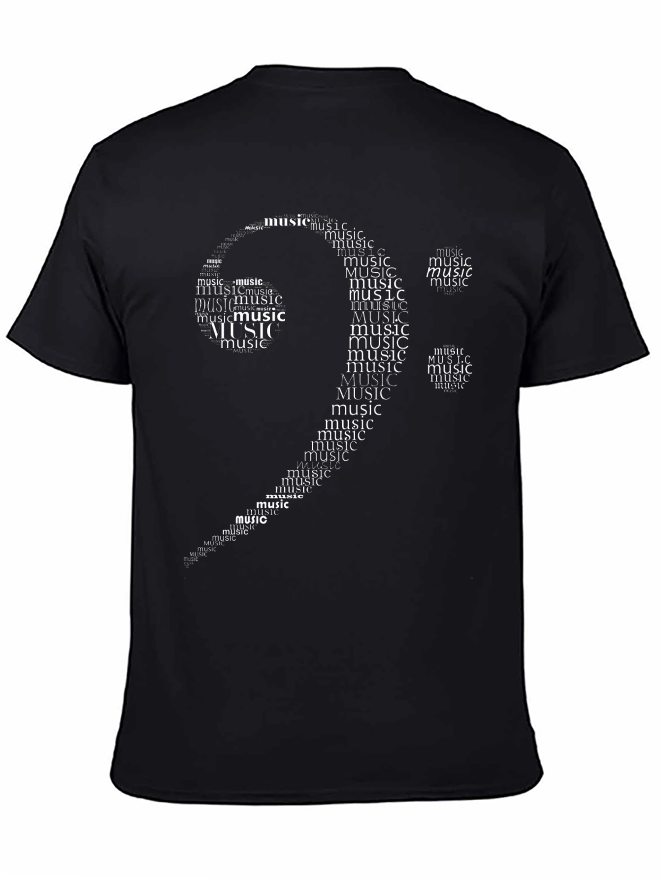 Music Clef Word Art Black T-Shirt
