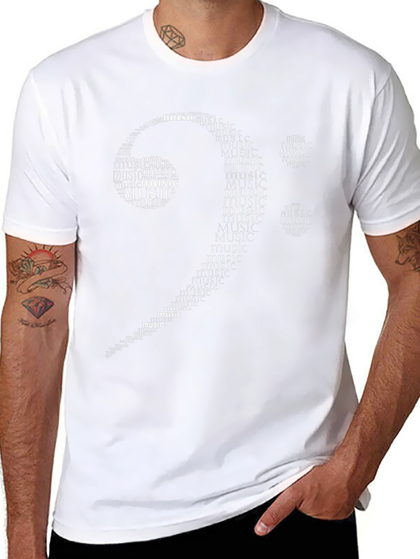 Music Clef Word Art Black T-Shirt