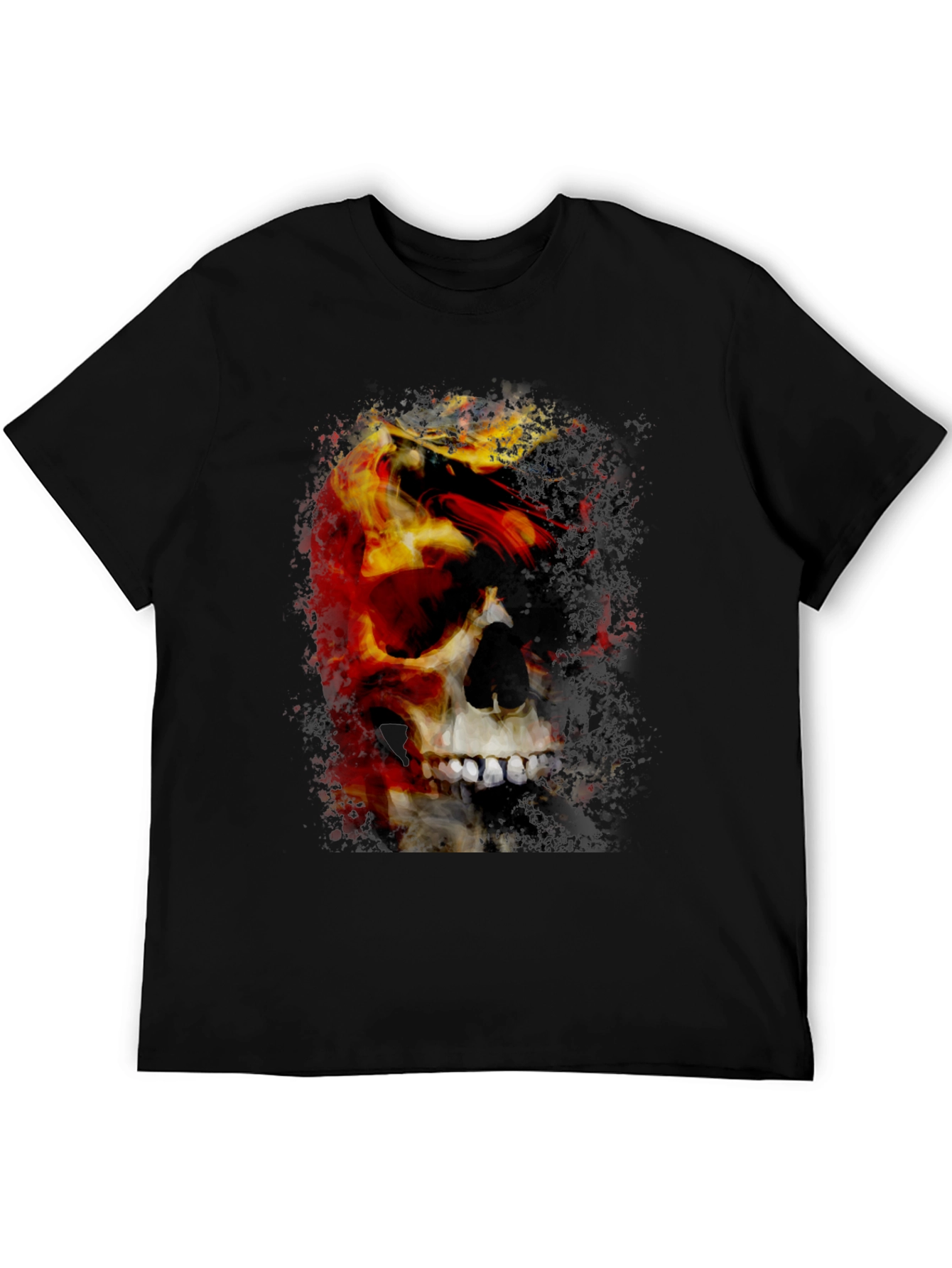 Skull & Fire Graphic T-Shirt - Mens Black Tee