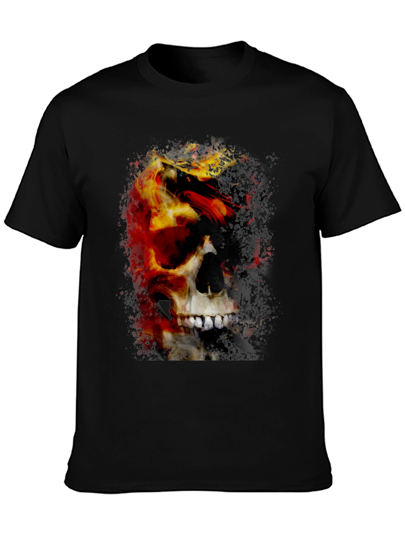Skull & Fire Graphic T-Shirt - Mens Black Tee