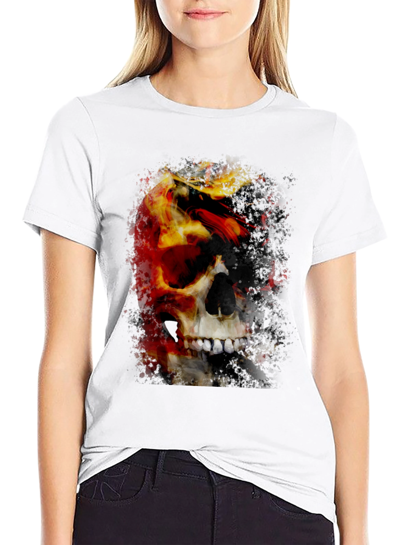 Skull & Fire Graphic T-Shirt - Mens Black Tee