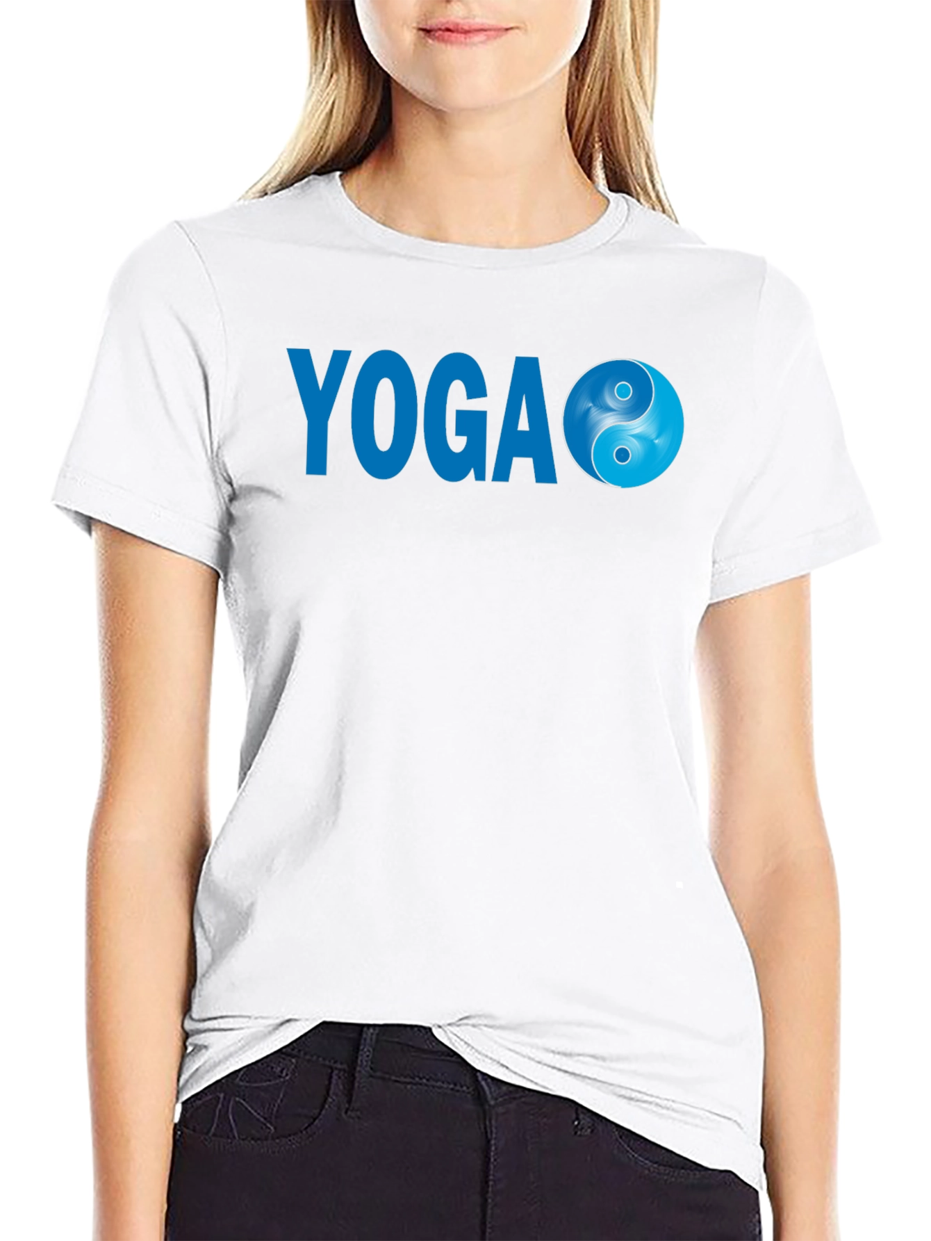 Yoga Yin Yang Graphic Tee - Black Cotton Blend