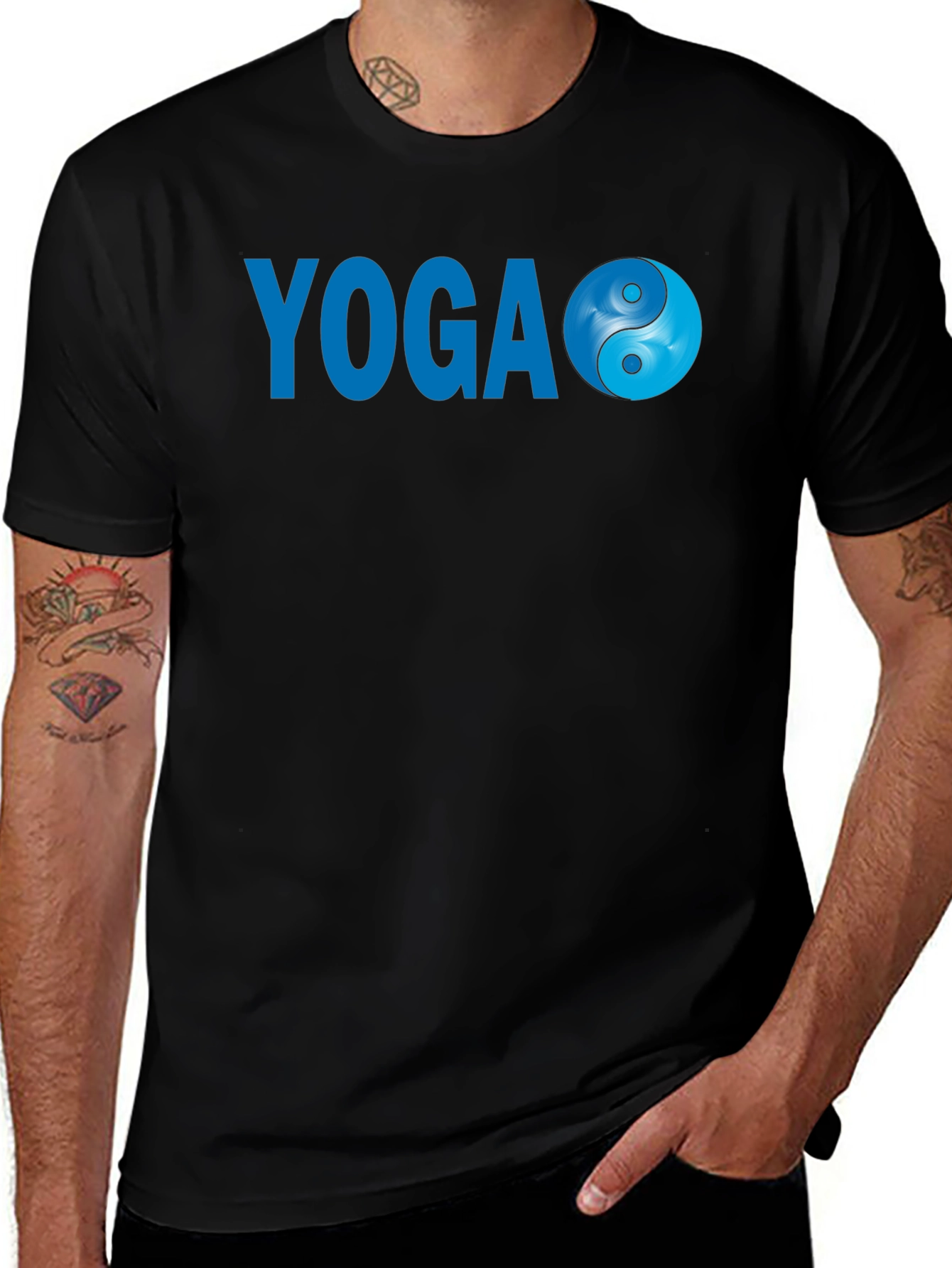 Yoga Yin Yang Graphic Tee - Black Cotton Blend