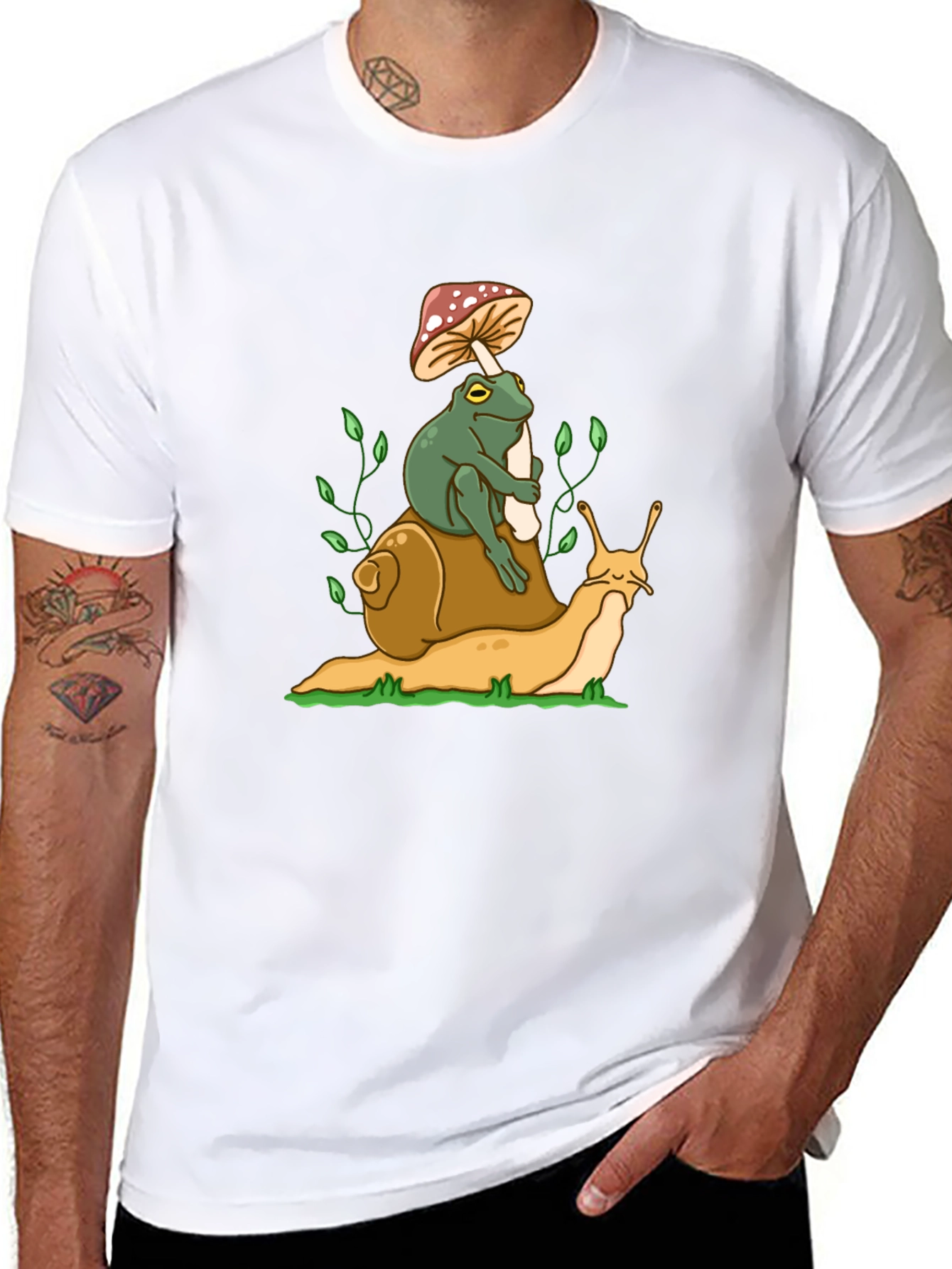 Frog Riding Snail T-Shirt - Unique Graphic Tee