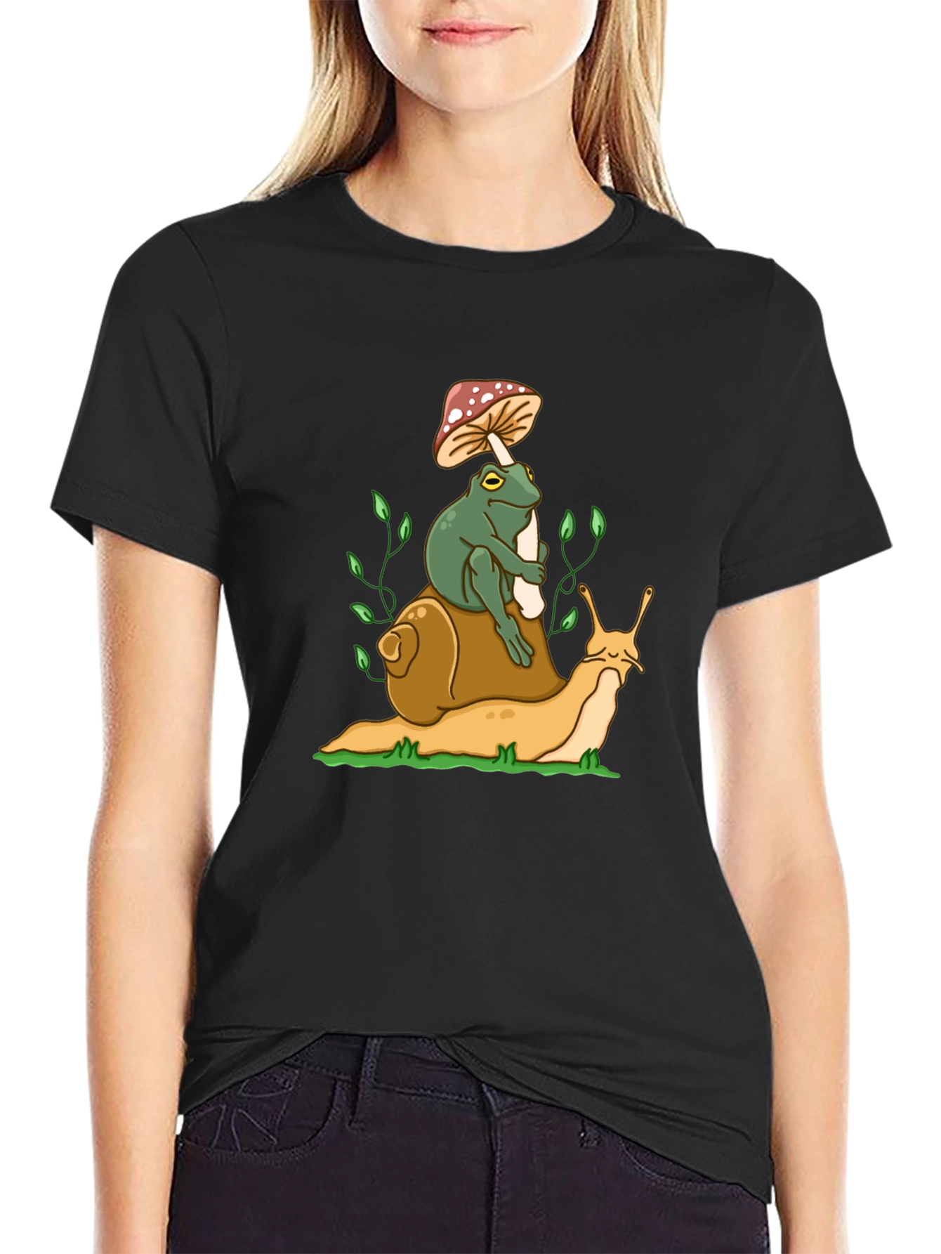 Frog Riding Snail T-Shirt - Unique Graphic Tee