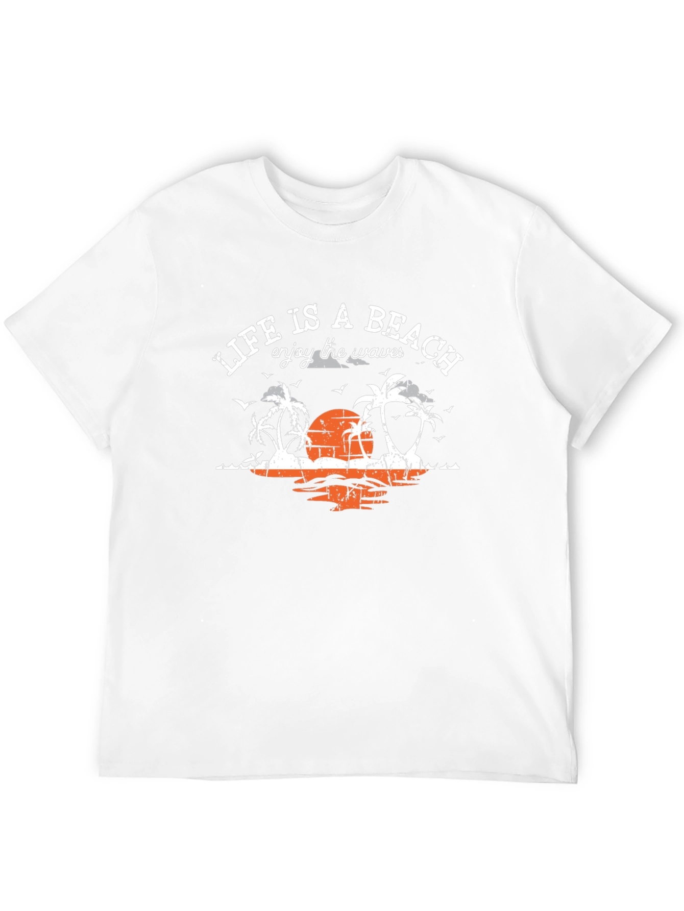 Lifes a Beach Black T-Shirt Enjoy the Waves