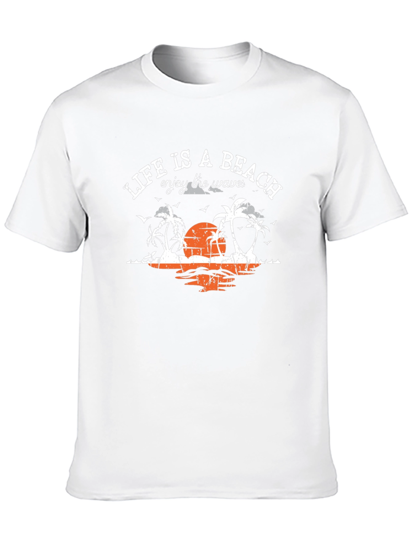 Lifes a Beach Black T-Shirt Enjoy the Waves