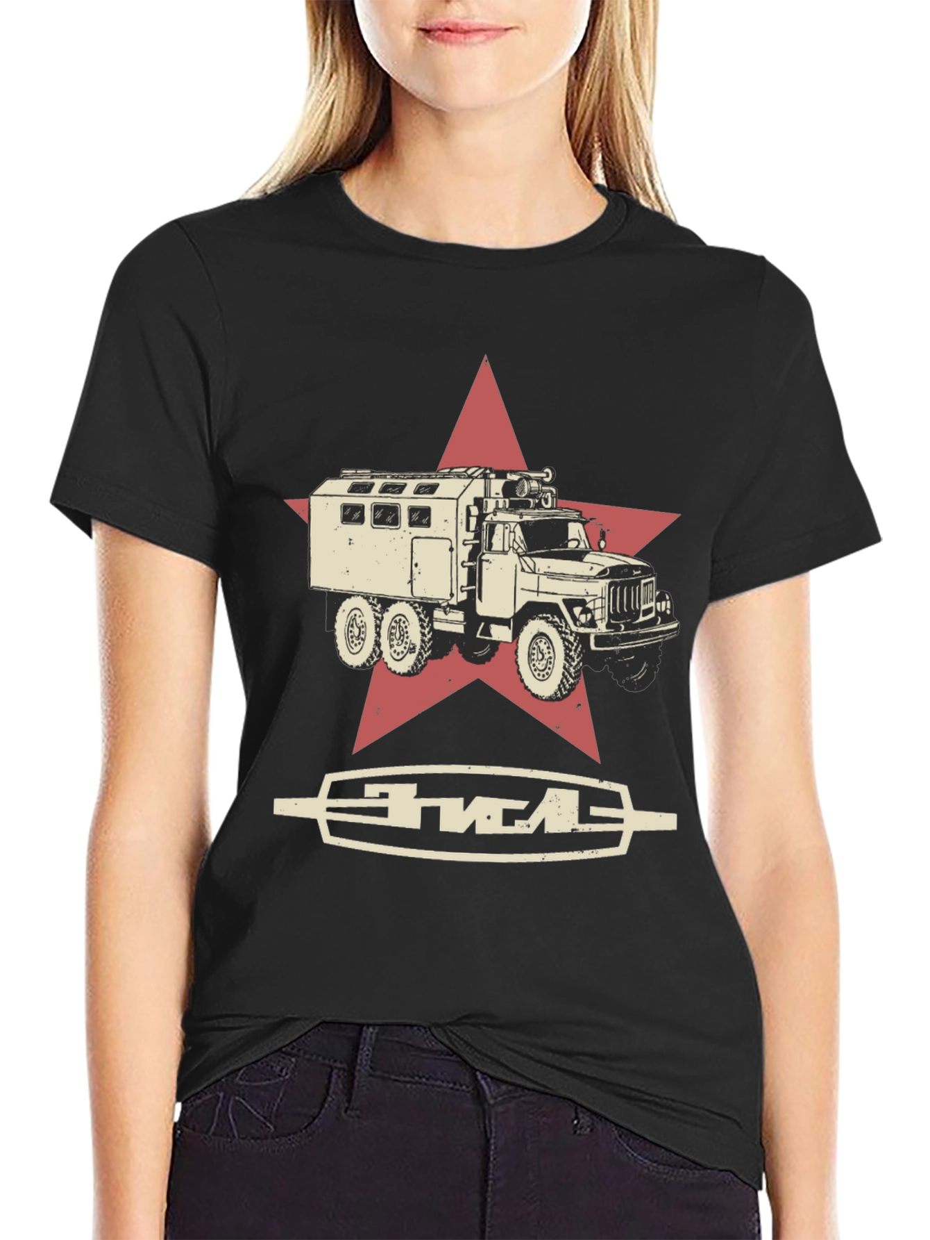 Soviet Truck Star Black T-Shirt