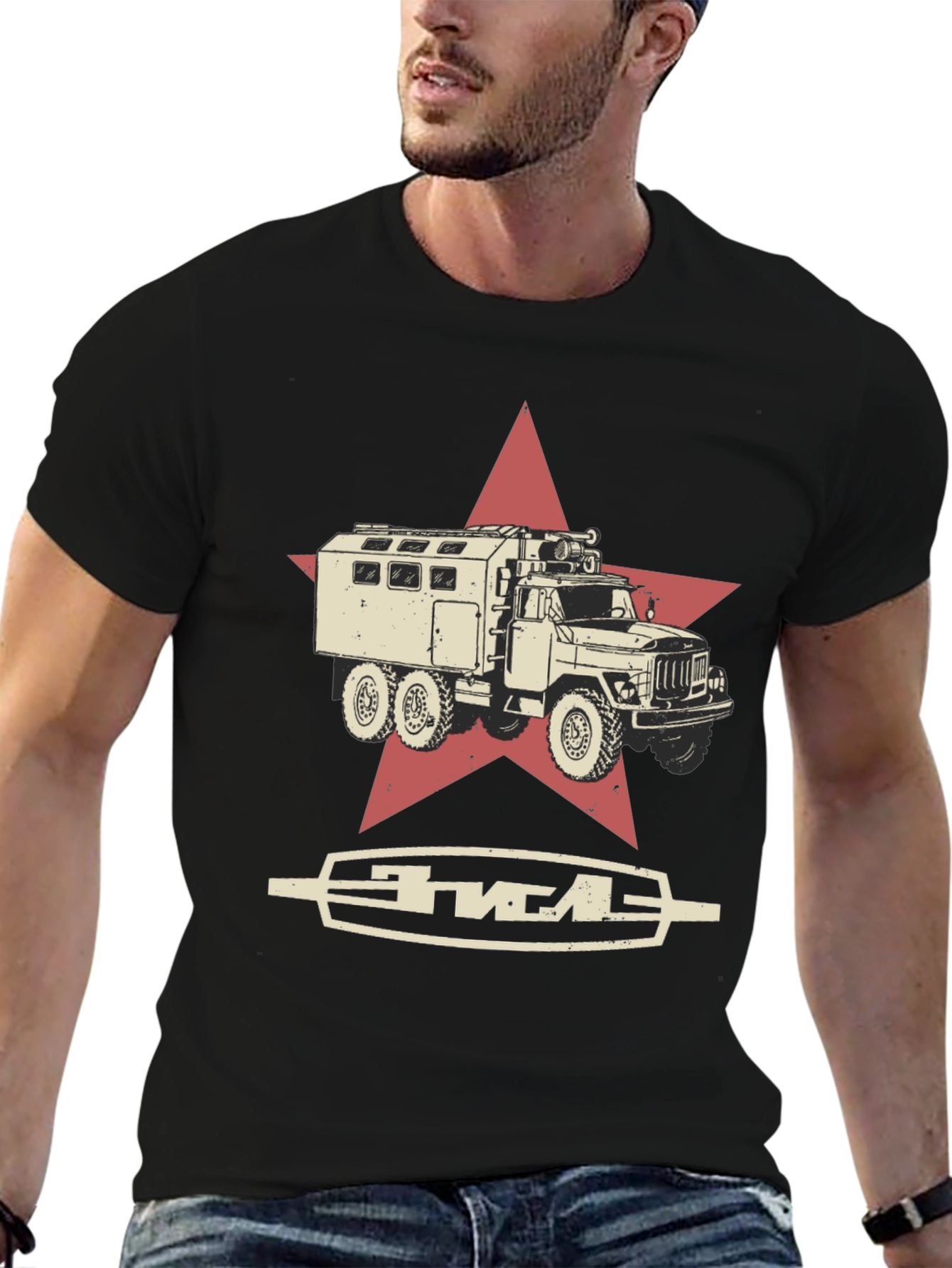Soviet Truck Star Black T-Shirt