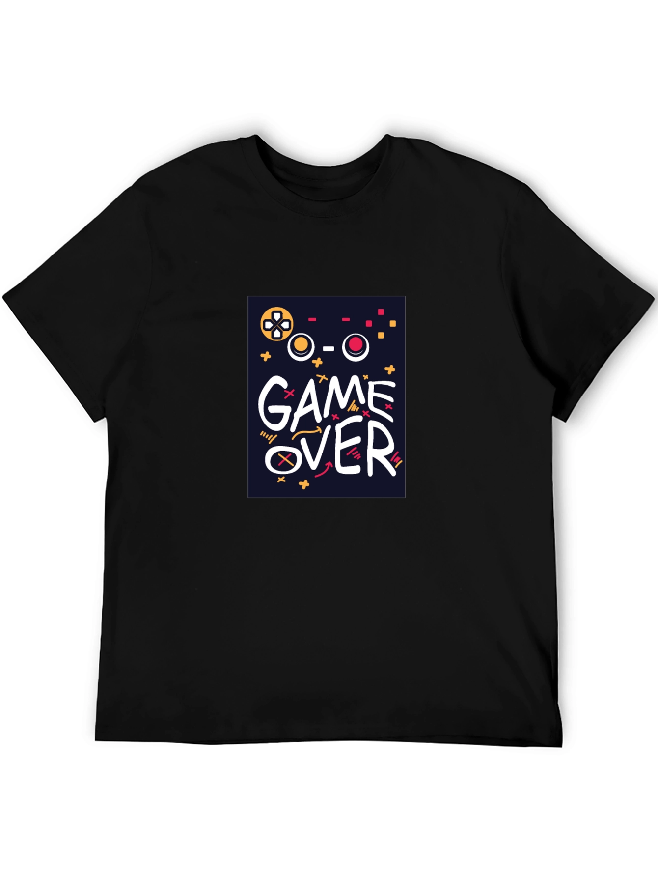 Game Over Graphic Tee - Black Crew Neck T-Shirt