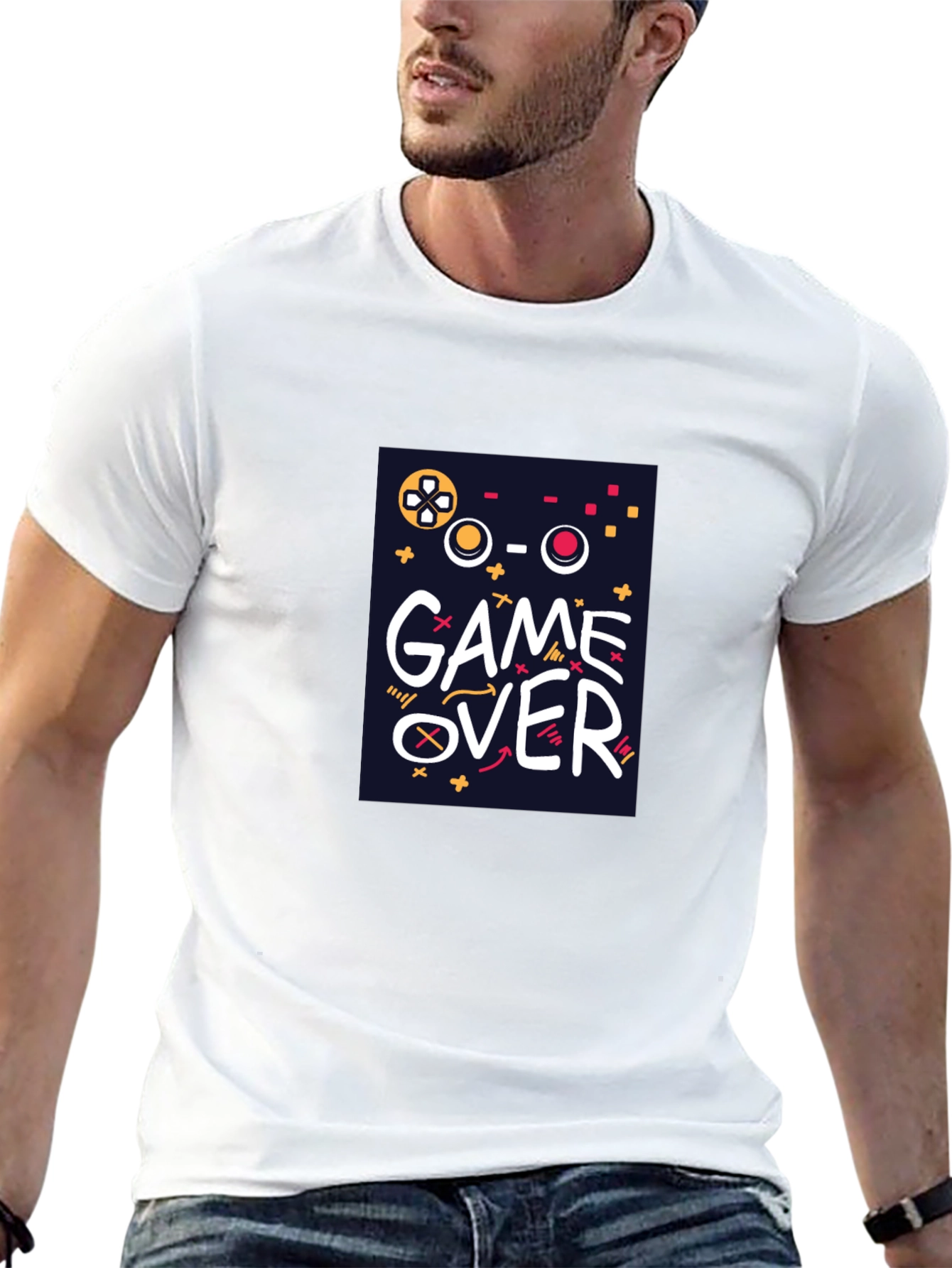 Game Over Graphic Tee - Black Crew Neck T-Shirt