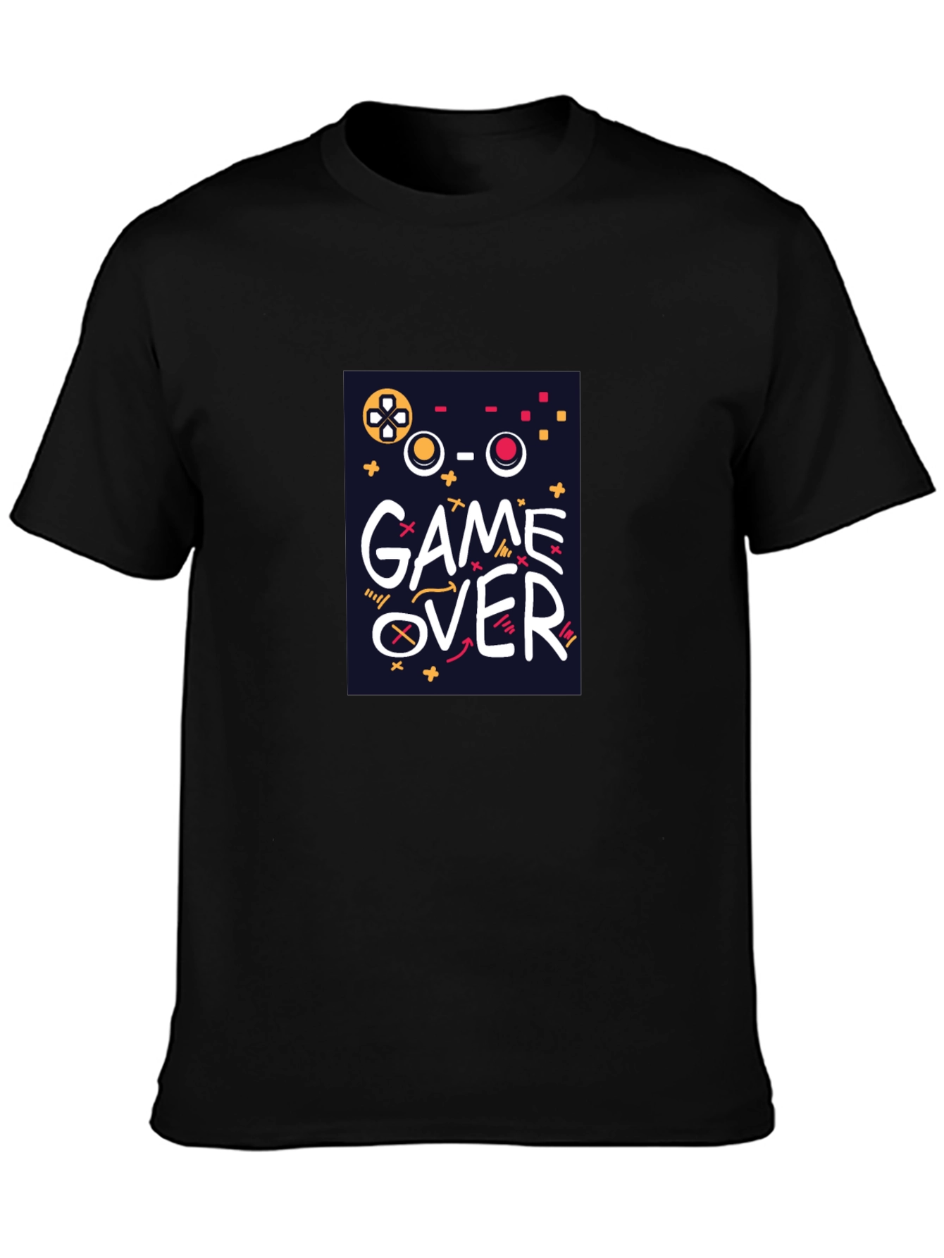 Game Over Graphic Tee - Black Crew Neck T-Shirt