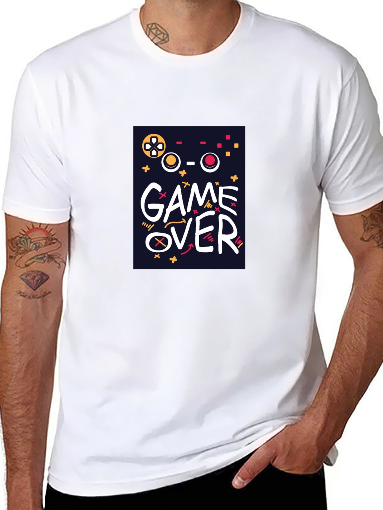Game Over Graphic Tee - Black Crew Neck T-Shirt
