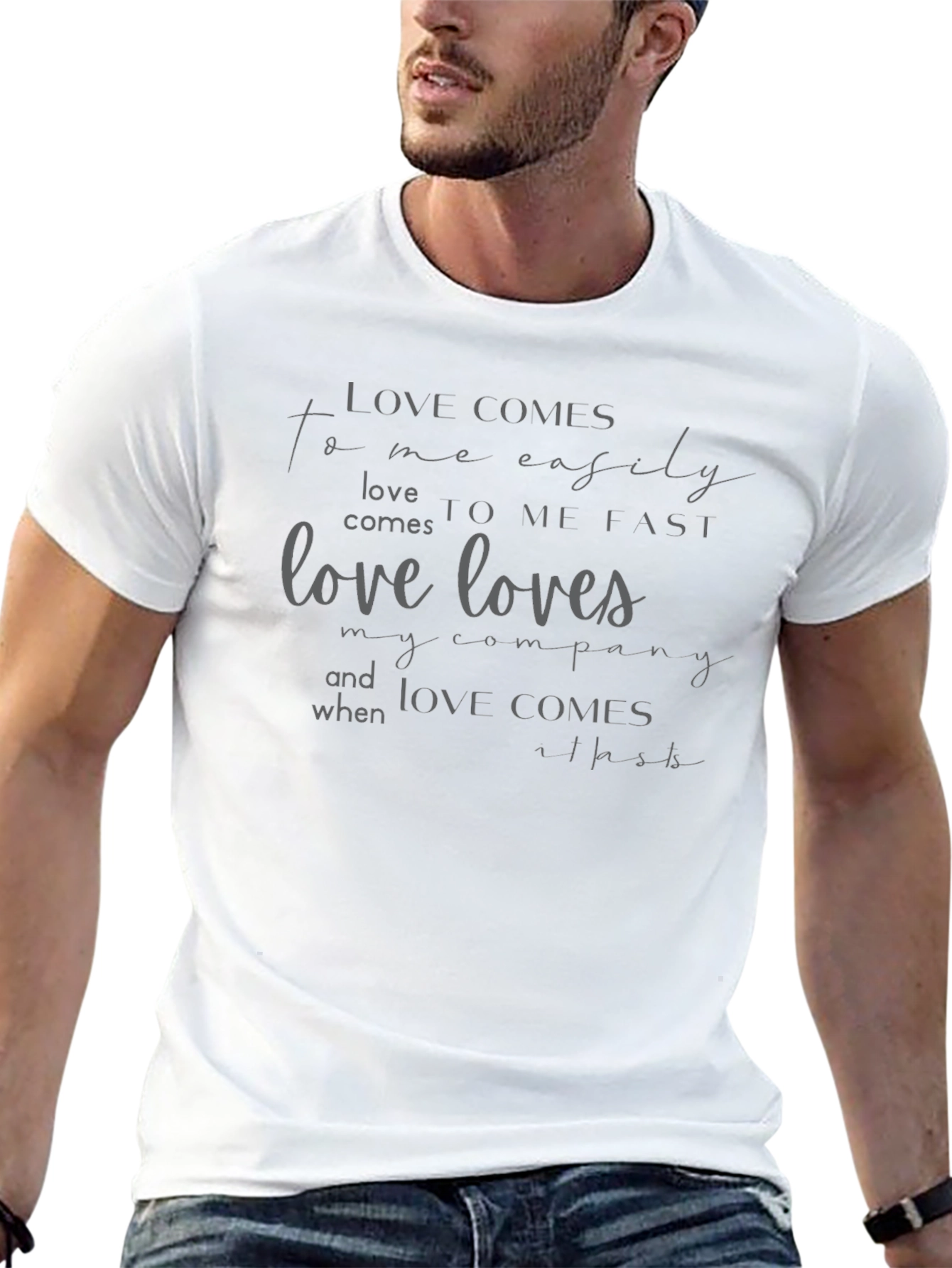 Love Comes To Me Black Graphic Tee