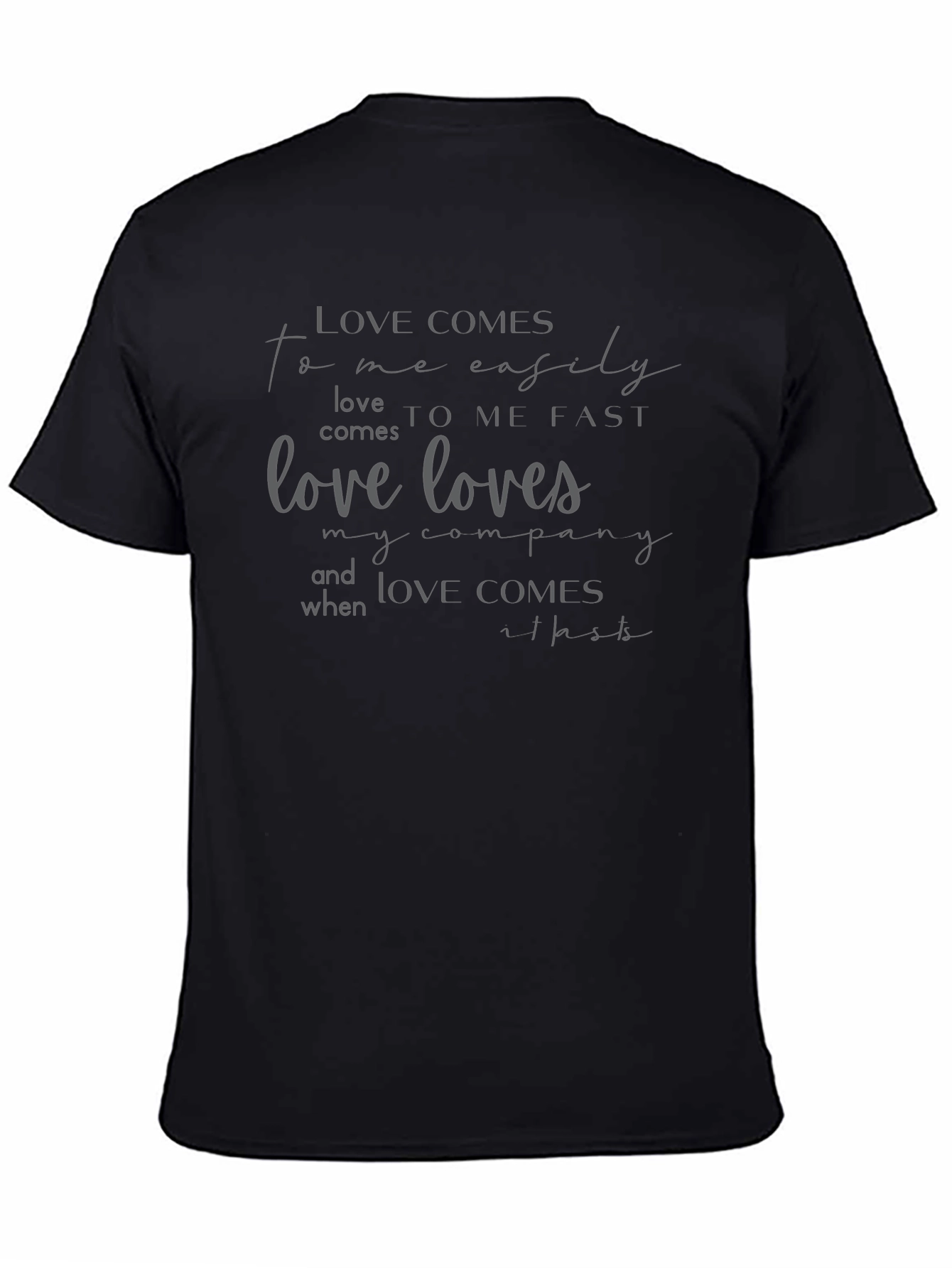 Love Comes To Me Black Graphic Tee