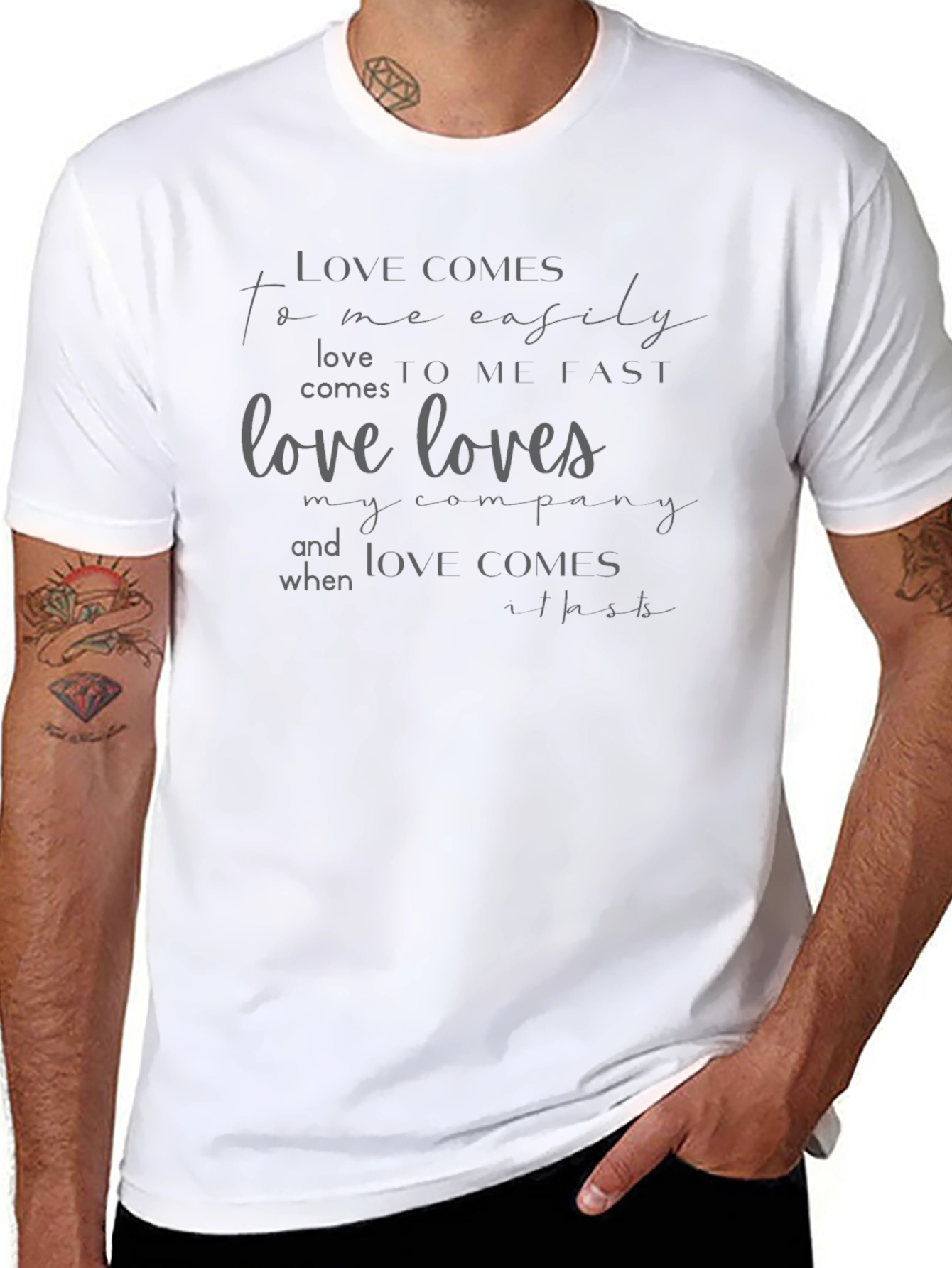 Love Comes To Me Black Graphic Tee