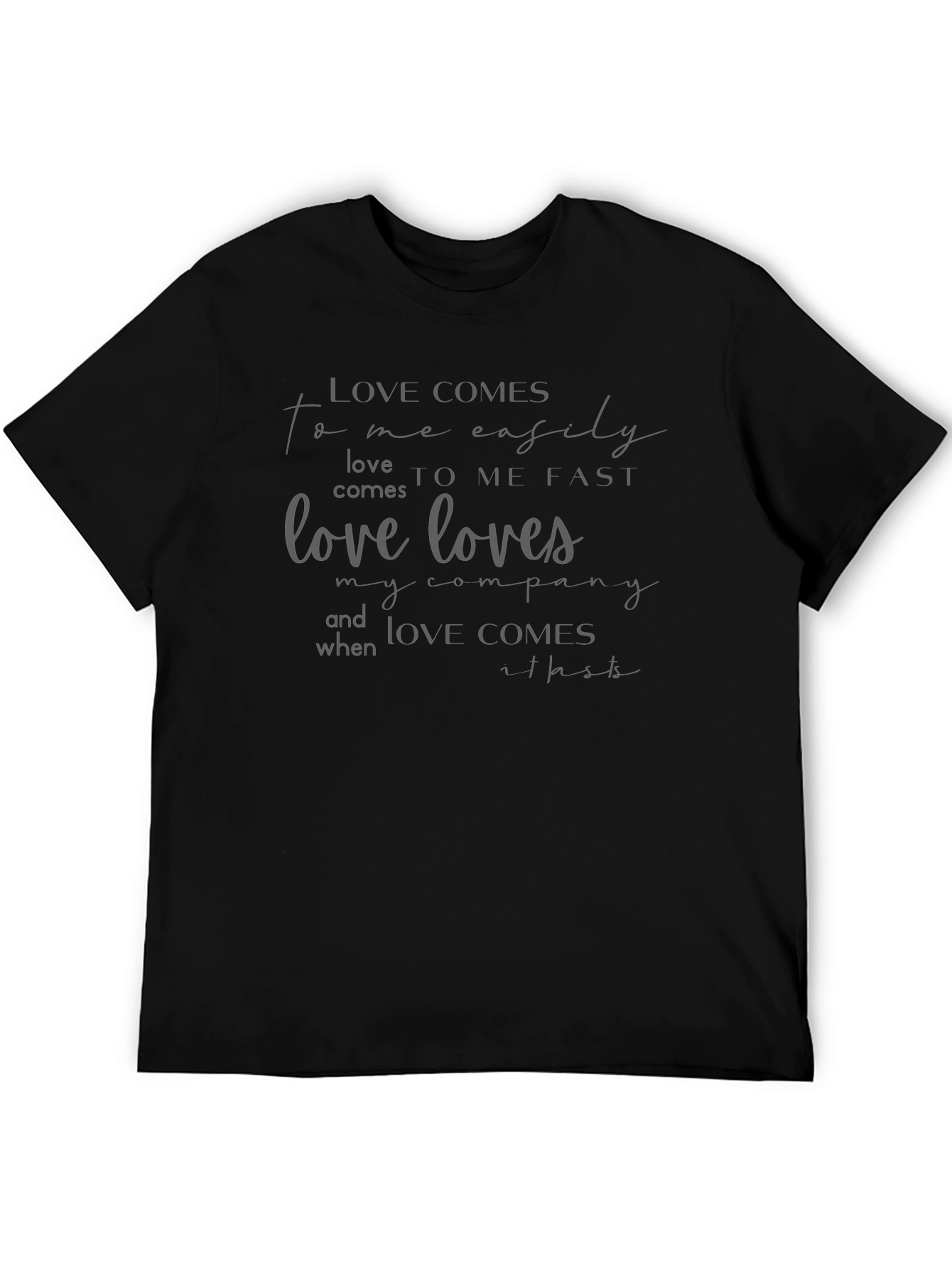 Love Comes To Me Black Graphic Tee
