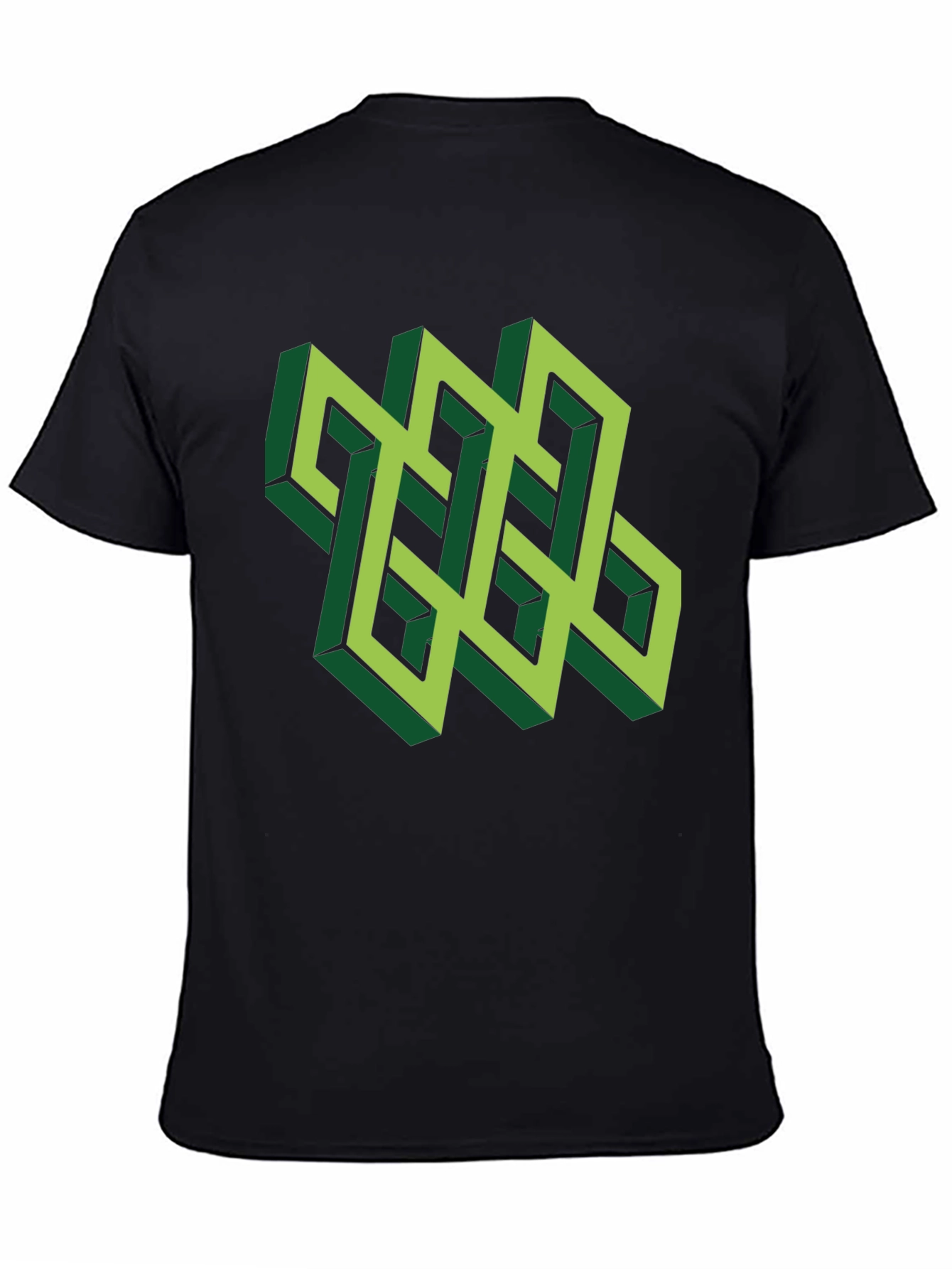 Optical Illusion T-Shirt: Geometric Design in Green