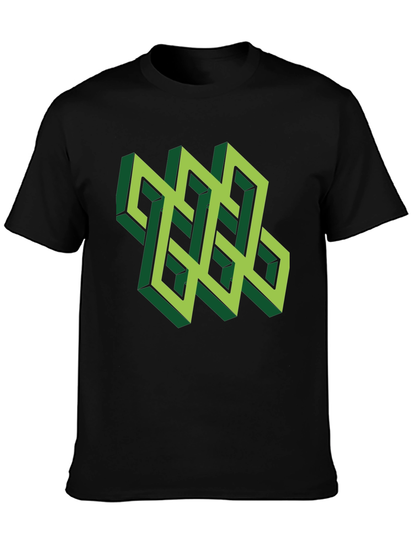 Optical Illusion T-Shirt: Geometric Design in Green