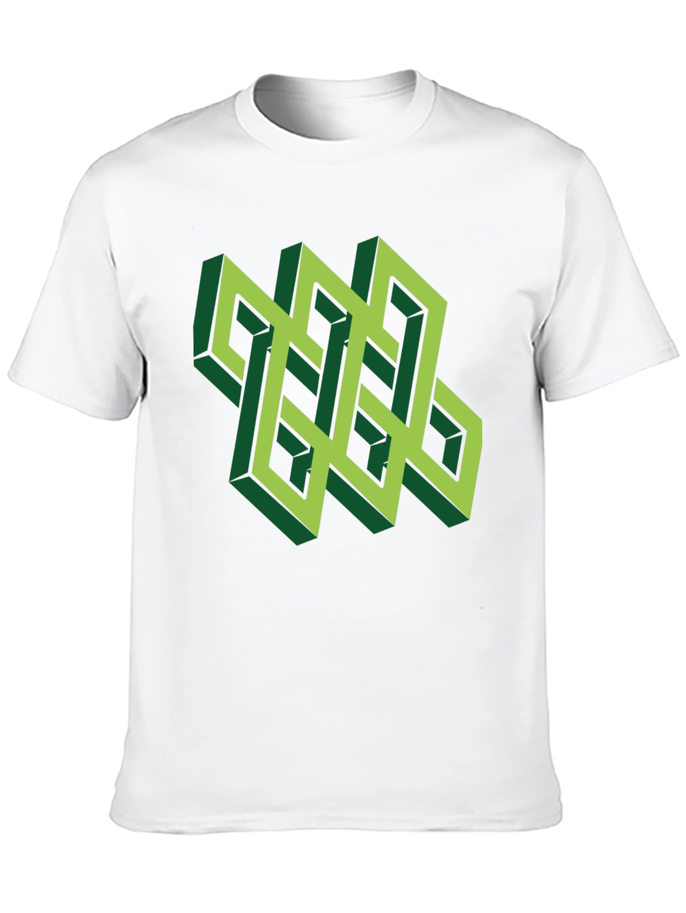 Optical Illusion T-Shirt: Geometric Design in Green