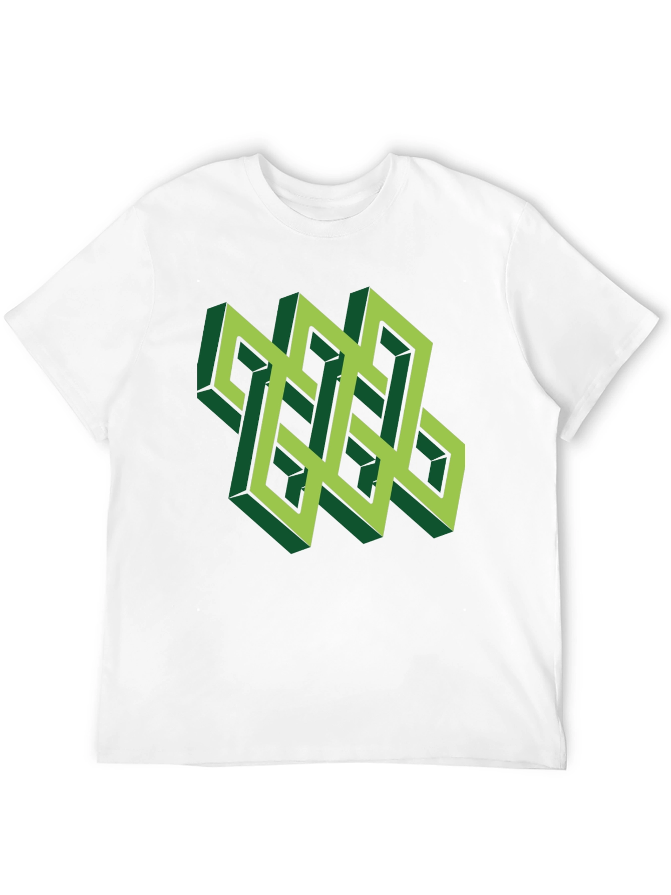 Optical Illusion T-Shirt: Geometric Design in Green