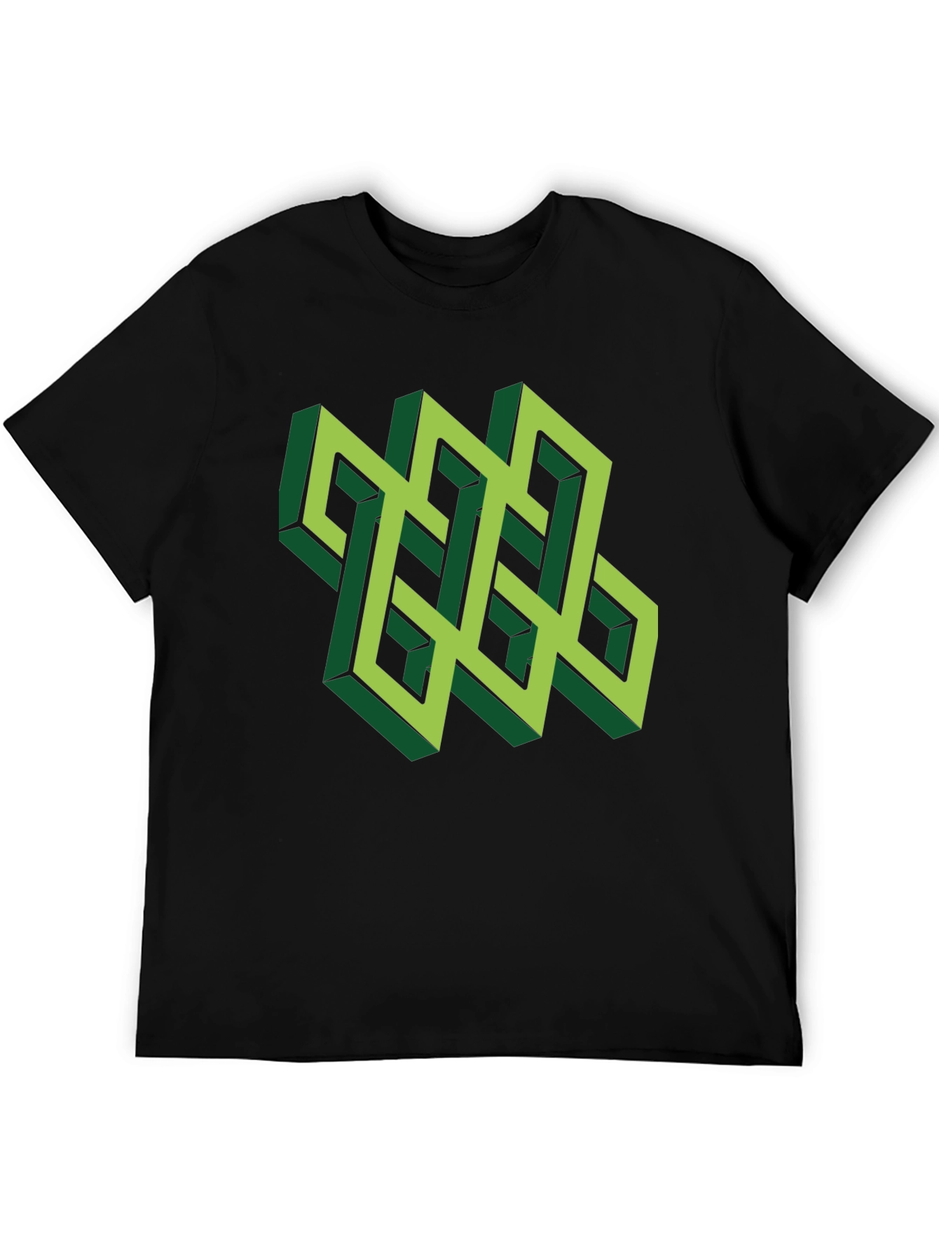 Optical Illusion T-Shirt: Geometric Design in Green