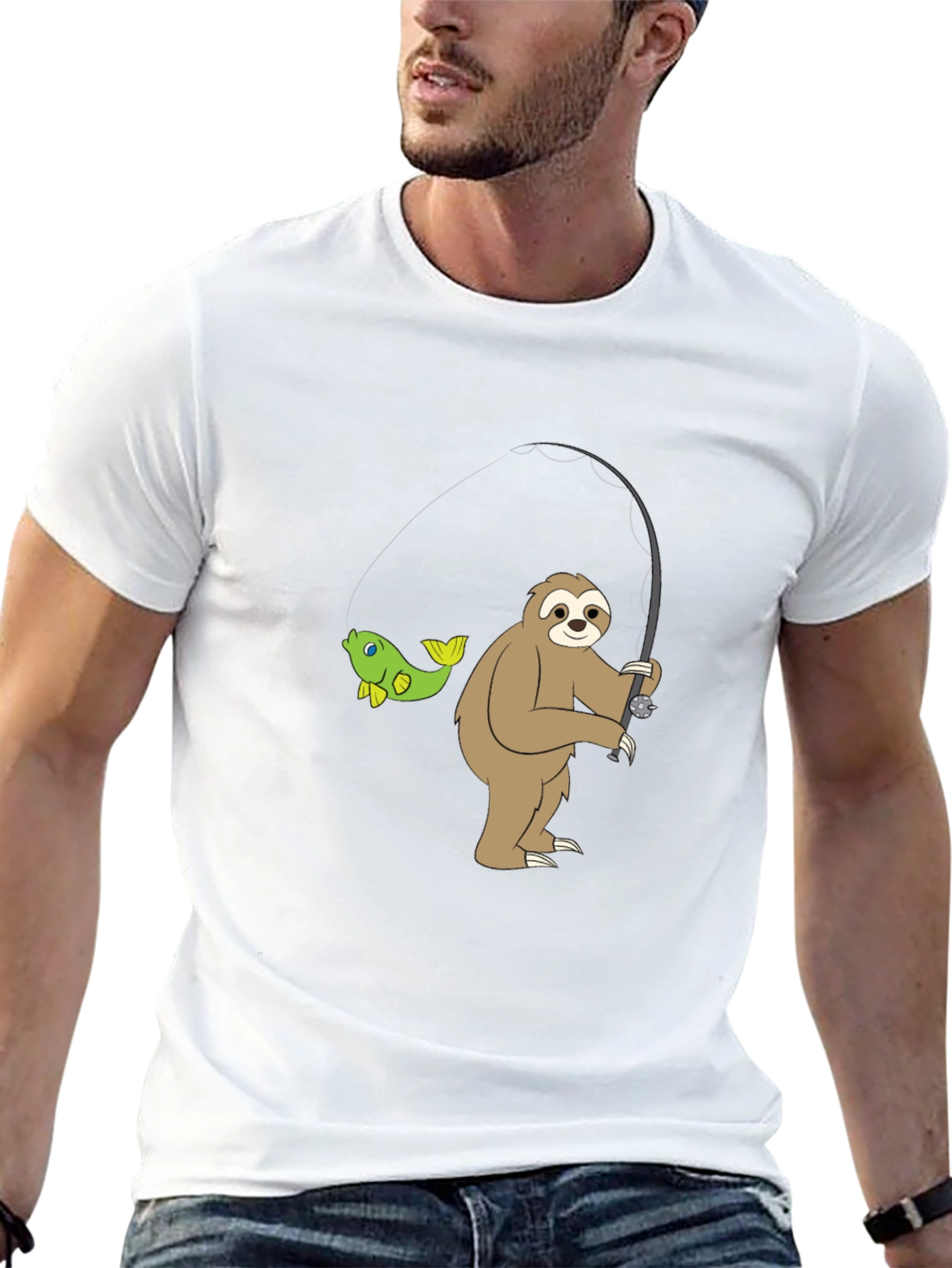 Sloth Fishing T-Shirt - Funny Graphic Tee